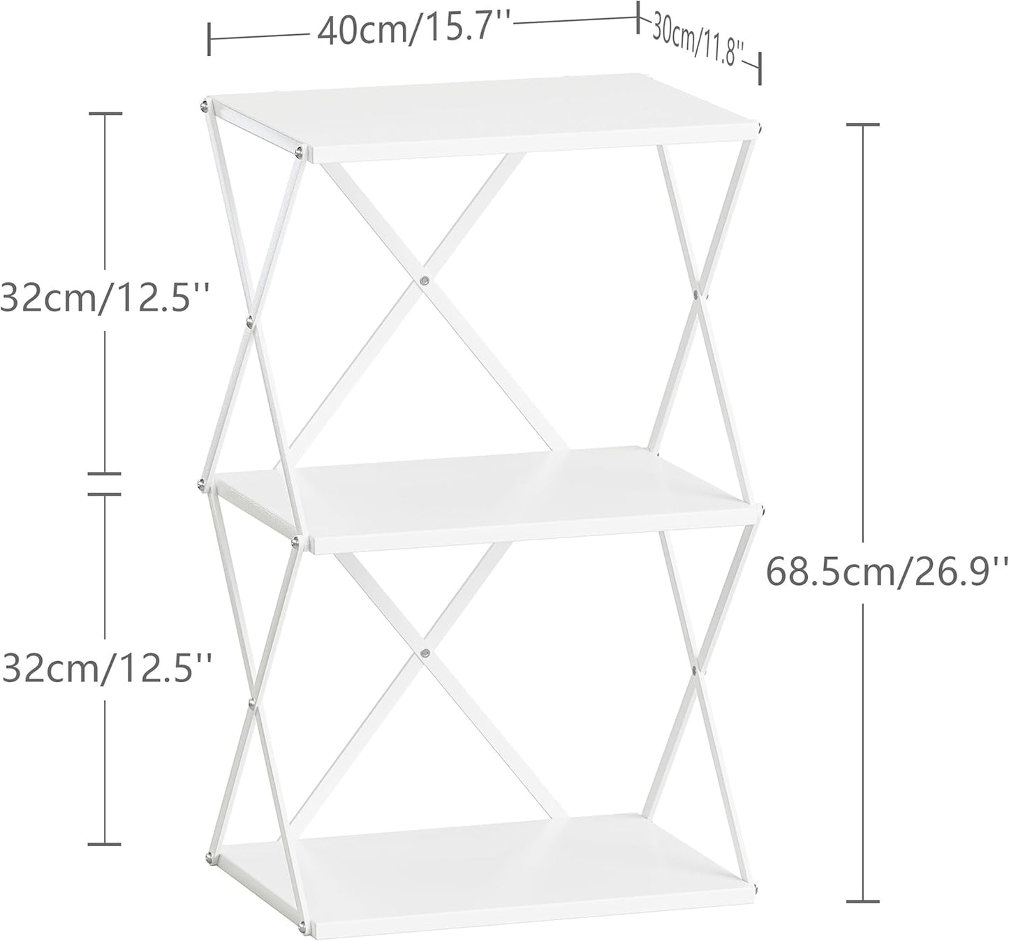 3-Tier End Table Small Side Table Tall Bedside Night Stand with Storage Sofa Side desks for Living Room Bedroom Office Bathroom Small Space White ET-03W