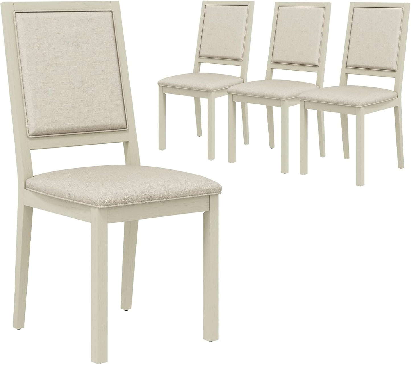 COLAMY Upholstered Dining Chairs Set of 4, Mid Century Modern Dining Room Chairs, 19 Inch Kitchen Chairs with Back for Dining Room Restaurant, Ivory