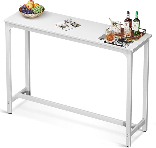 ODK 55 Inch Bar Table, Bar Height Pub Table, Counter Height Bar Table, Rectangular High Top Kitchen & Dining Counter Tables with Sturdy Legs & Easy-to-Clean Top, Indoor use, White