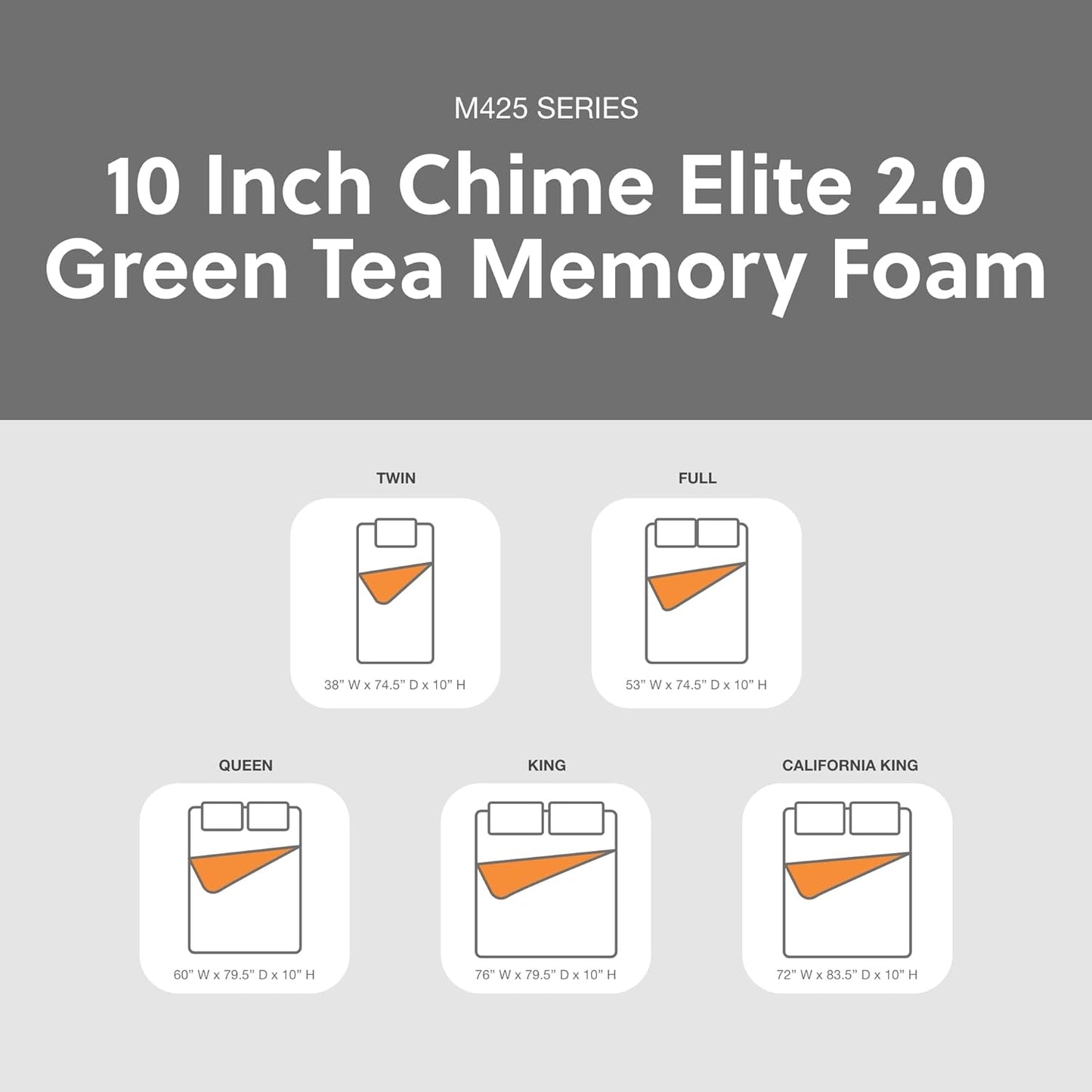 Signature Design by Ashley 10 Inch Chime Elite 2.0 Firm Green Tea Memory Foam Mattress for Cool Sleep and Pressure Relief, Queen, Fiberglass Free, Mattress In A Box