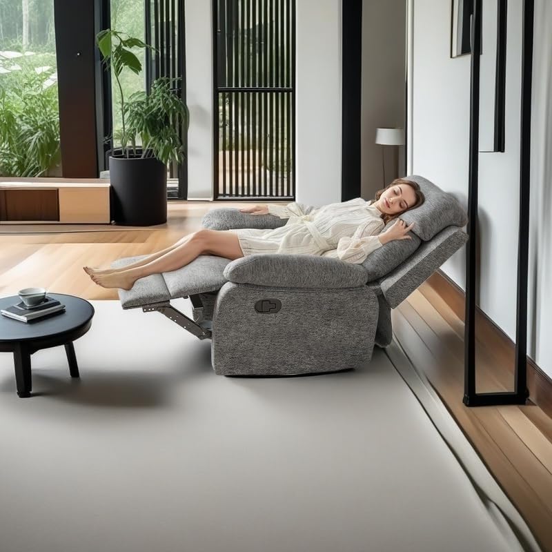 Swivel Rocker Recliner, 360 Swivel Small Recliners with 30 Degree, 90-150 Degree Angle, Lift Chair for Home Theater Seating, Adults, Living Room, Bedroom, Nursery, Limestone