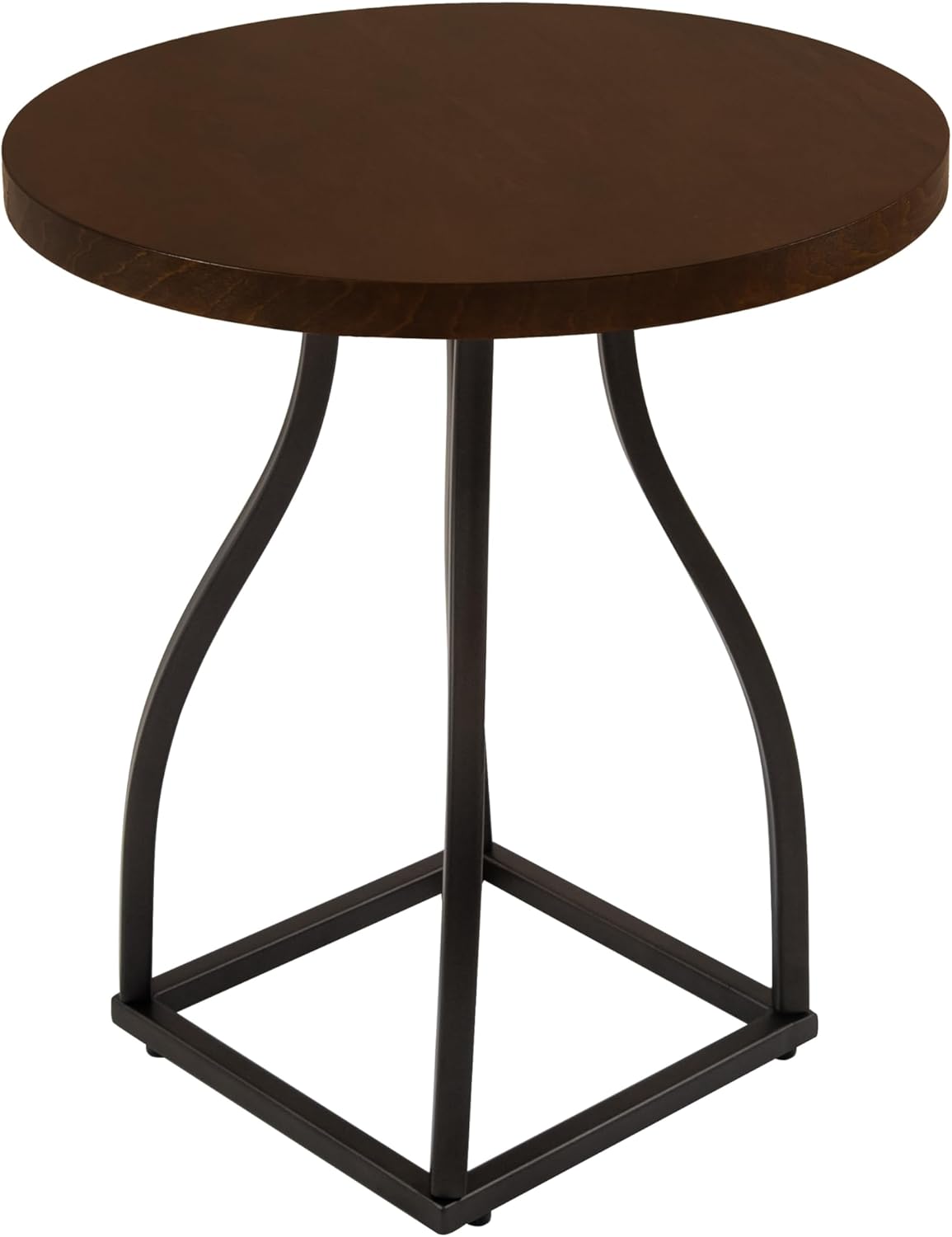 HomePop Lindsay Round Accent Table with Metal Base - Brown