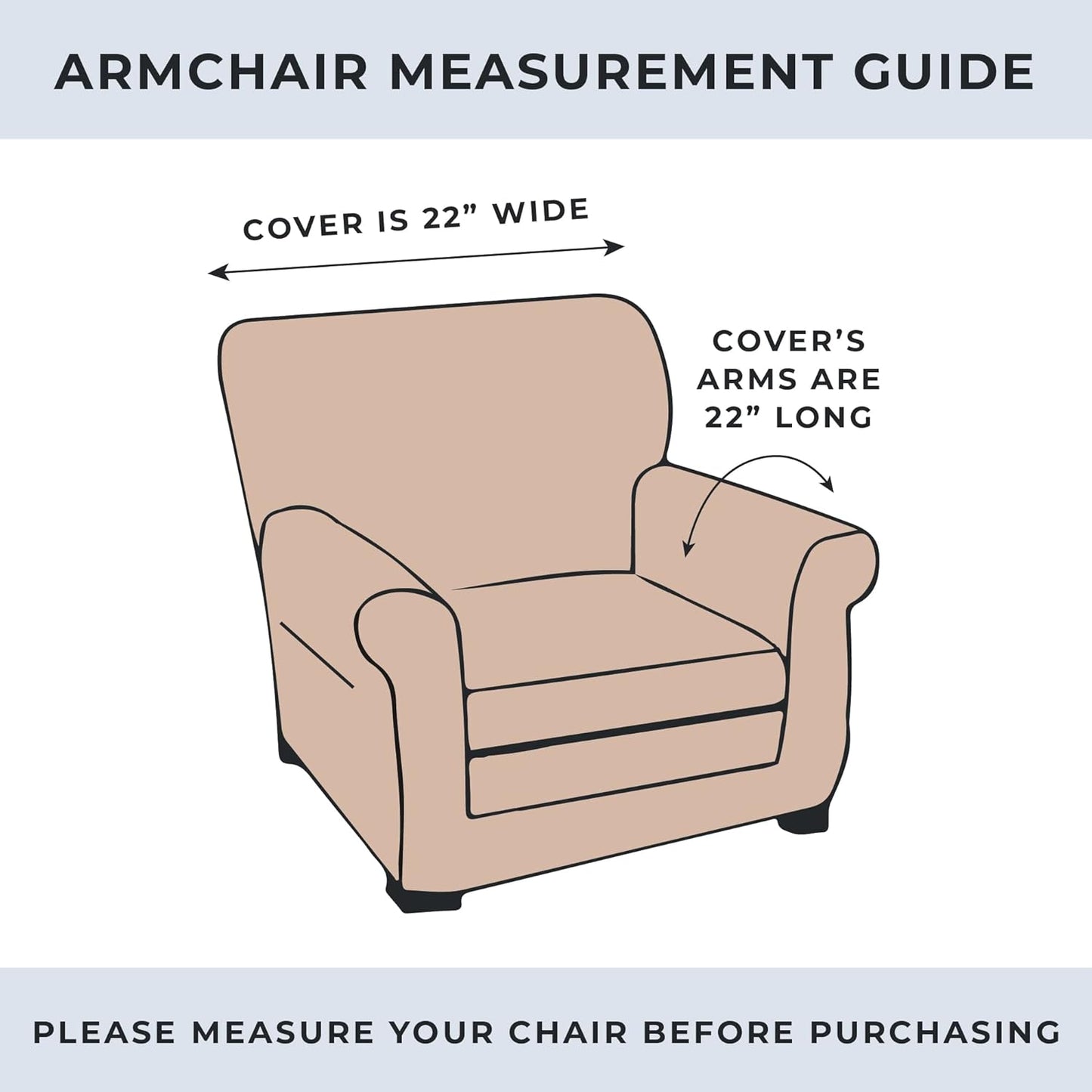 Great Bay Home Medallion Stitched Solid Furniture Protector Stain Resistant Durable Furniture Protector Elenor Collection (Chair, White/Sand)