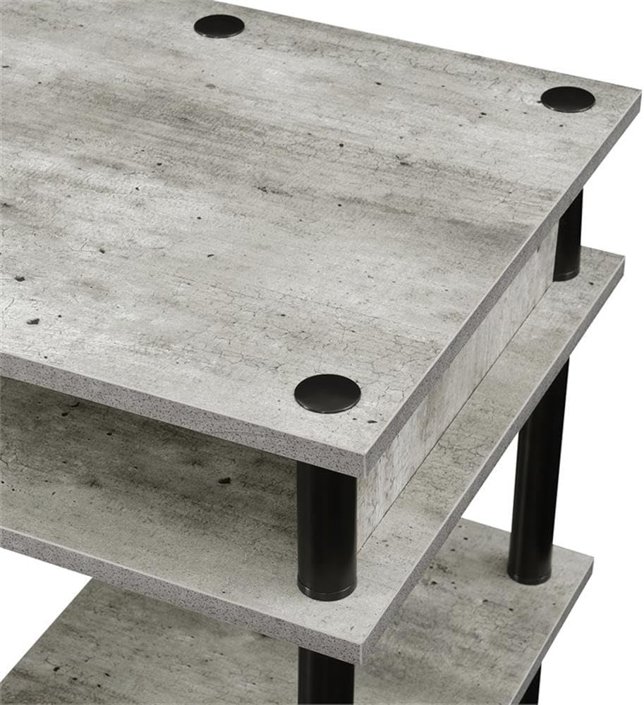 Convenience Concepts Designs2Go No Tools Desk Home Office Desk with Shelves, Corner Shelf Vanity Desk Computer Desk Nail Table for Nail Tech - 47.25" L x 15.75" W x 30" H, Faux Birch/Black