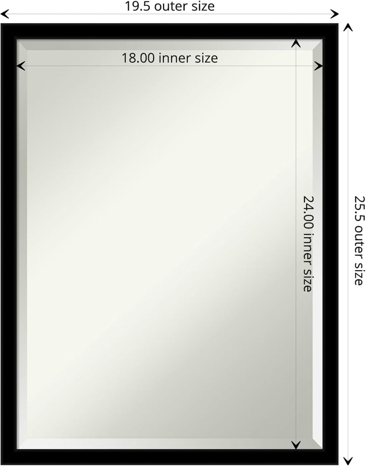 Amanti Art Black Bathroom Mirror for Over Sink, 26x20 Jet Black Rectangle Vanity Mirror, Medium Modern Contemporary Frame, Hangs Horizonally and Vertically, Bathroom Wall Decor, Beveled Edge