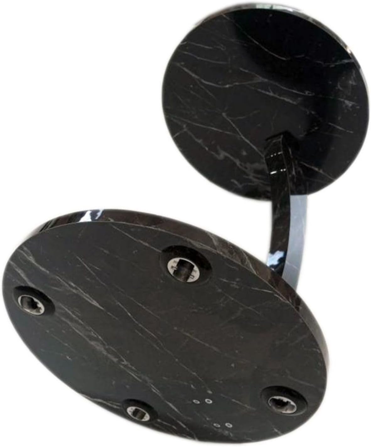 C Shaped End Table for Couch Small Places, Faux Marble Black Space Saver Round Side Table for Sofa and Bedside with Wheels, Coffee and Eating Snack Time Tray for Living Room, Office