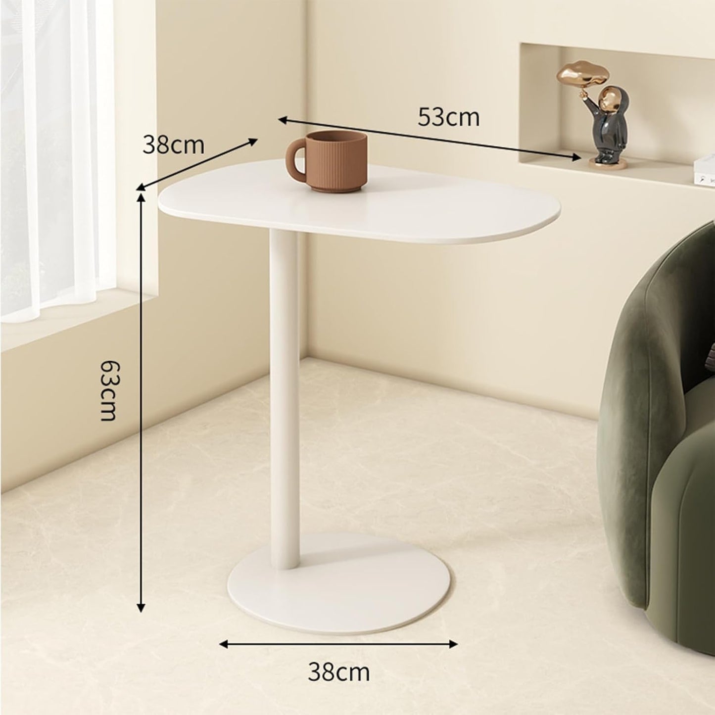 Modern Metal Side Table C Shaped End Table for Couch Slim Sofa Side Table Snack End Table Tv Trays for Eating On Couch for Dining Room, Living Room, Cafe and Balcony (1Pack)