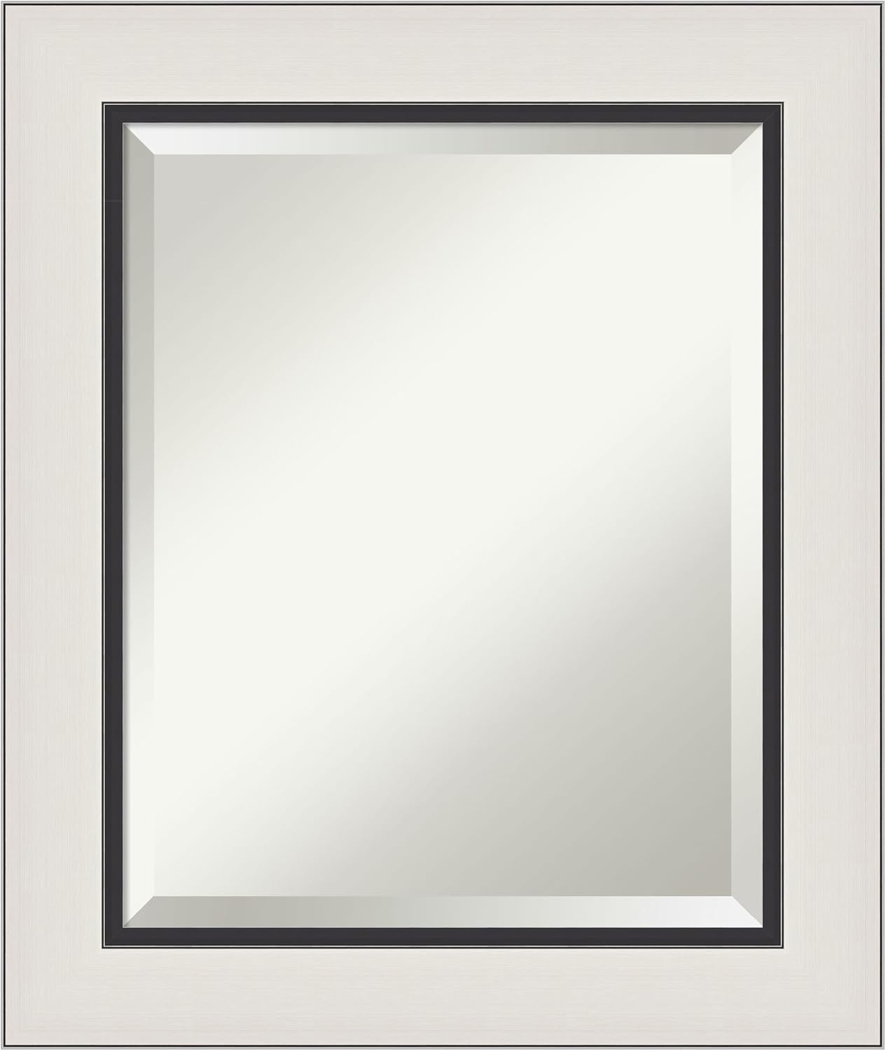 Amanti Art Silver Bathroom Mirror for Over Sink, 26x22 Ellie Silver Black Rectangle Vanity Mirror, Small Modern Contemporary Frame, Hangs Horizonally and Vertically, Bathroom Wall Decor, Beveled Edge