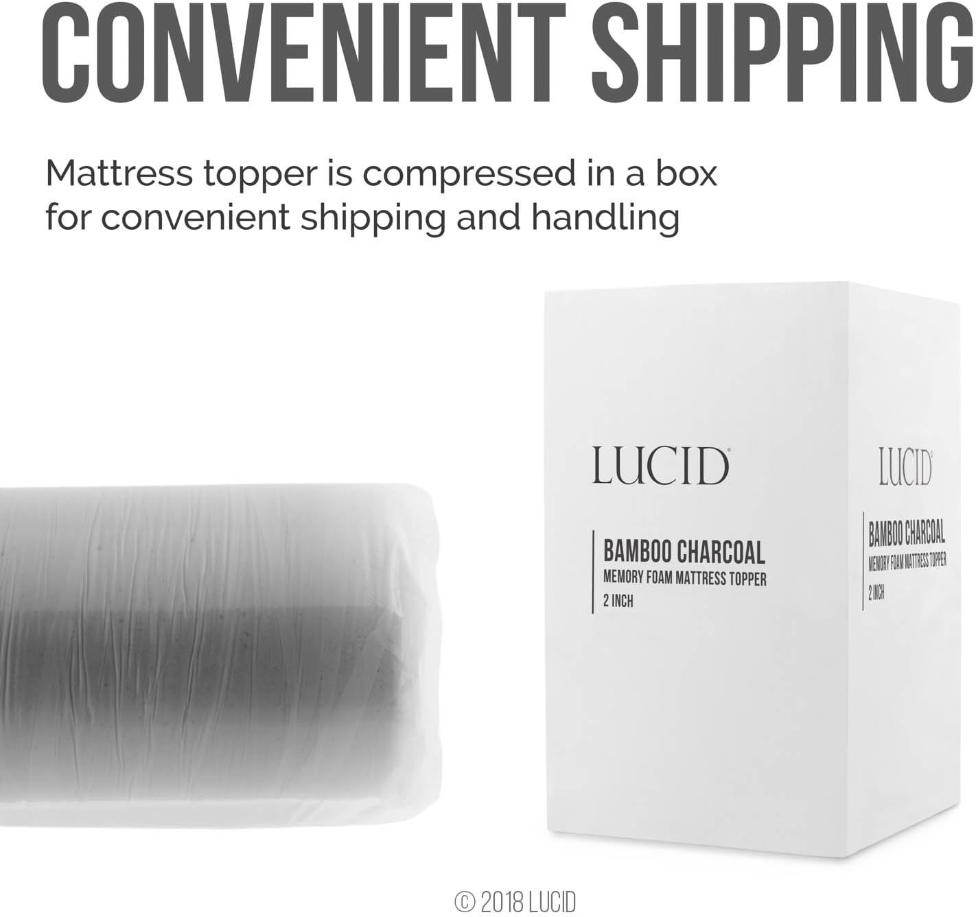 Lucid 2 Inch Bamboo Infused Memory Foam Mattress Topper - California King Size – Cooling Ventilation – Pressure Relieving Bed Topper - Mattress Pad – CertiPur Certified
