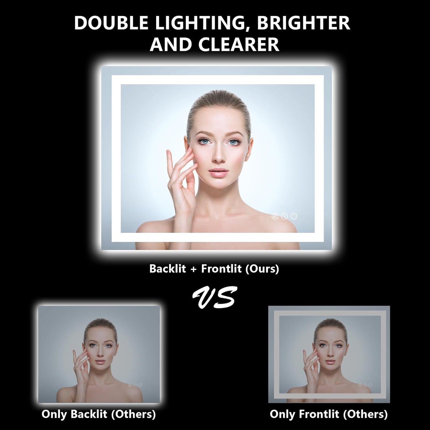 40x32 Inch LED Bathroom Mirror with Lights Front and Backlit Lighted Vanity Mirror for Bathroom Wall with 3 Colors Dimmable Anti-Fog Memory Shatter-Proof IP54 Waterproof Horizontal/Vertical