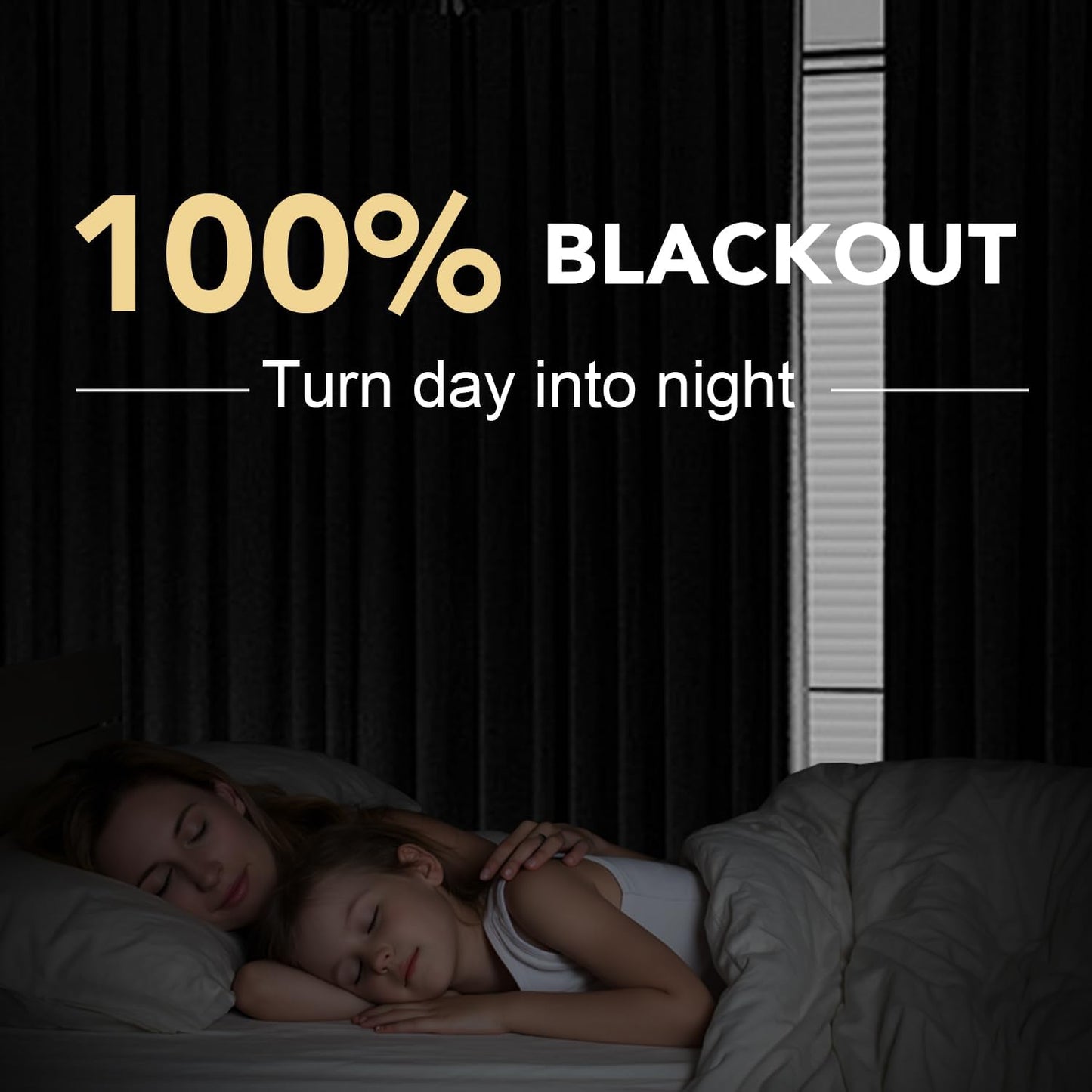 H.VERSAILTEX Bedroom Curtains Blackout Linen Blackout Curtains 84 Inches Long, 100% Blackout Thermal Textured Linen Look Curtain Draperies Grommet with White Liner, 2 Panels, Black