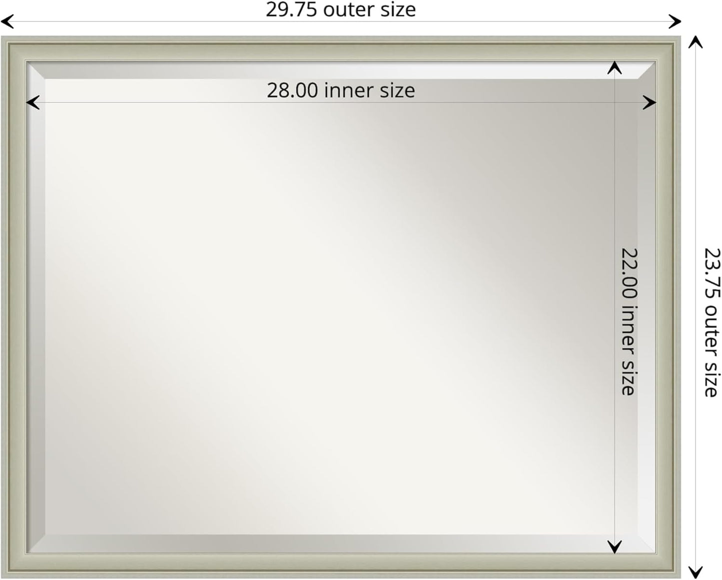 Amanti Art Silver Bathroom Mirror for Over Sink, 24x30 Florence Silver Rectangle Vanity Mirror, Large Casual Frame, Hangs Horizonally and Vertically, Bathroom Wall Decor, Beveled Edge from WI, USA