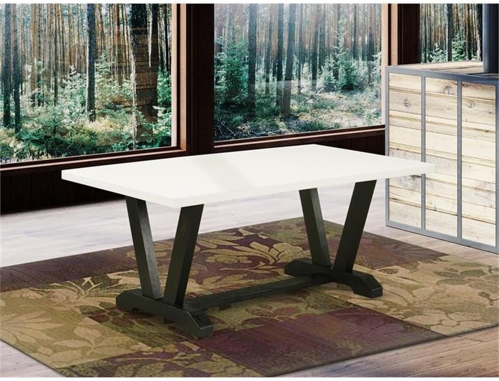 East West Furniture VT627 V-Style Modern Dining Table - a Rectangle Kitchen Table Top with Stylish Legs, 40x72 Inch, Multi-Color