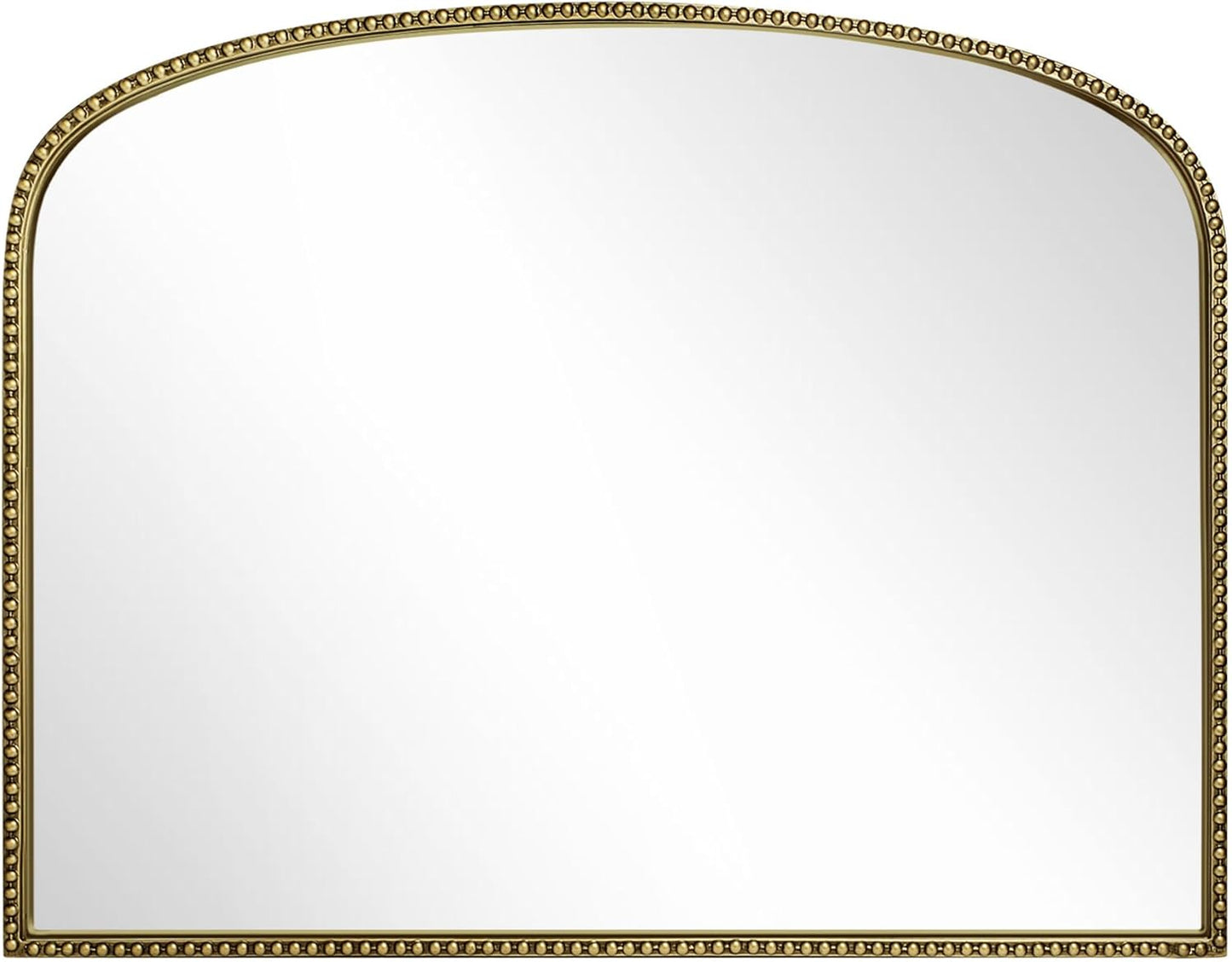 36"X28" Arched Mirror,Metal Beaded Frame Mirror for Wall,Ornate High-Definition Mirrors,Fit for Fireplace, Living Room,Hallway,Bathroom,Antique Gold