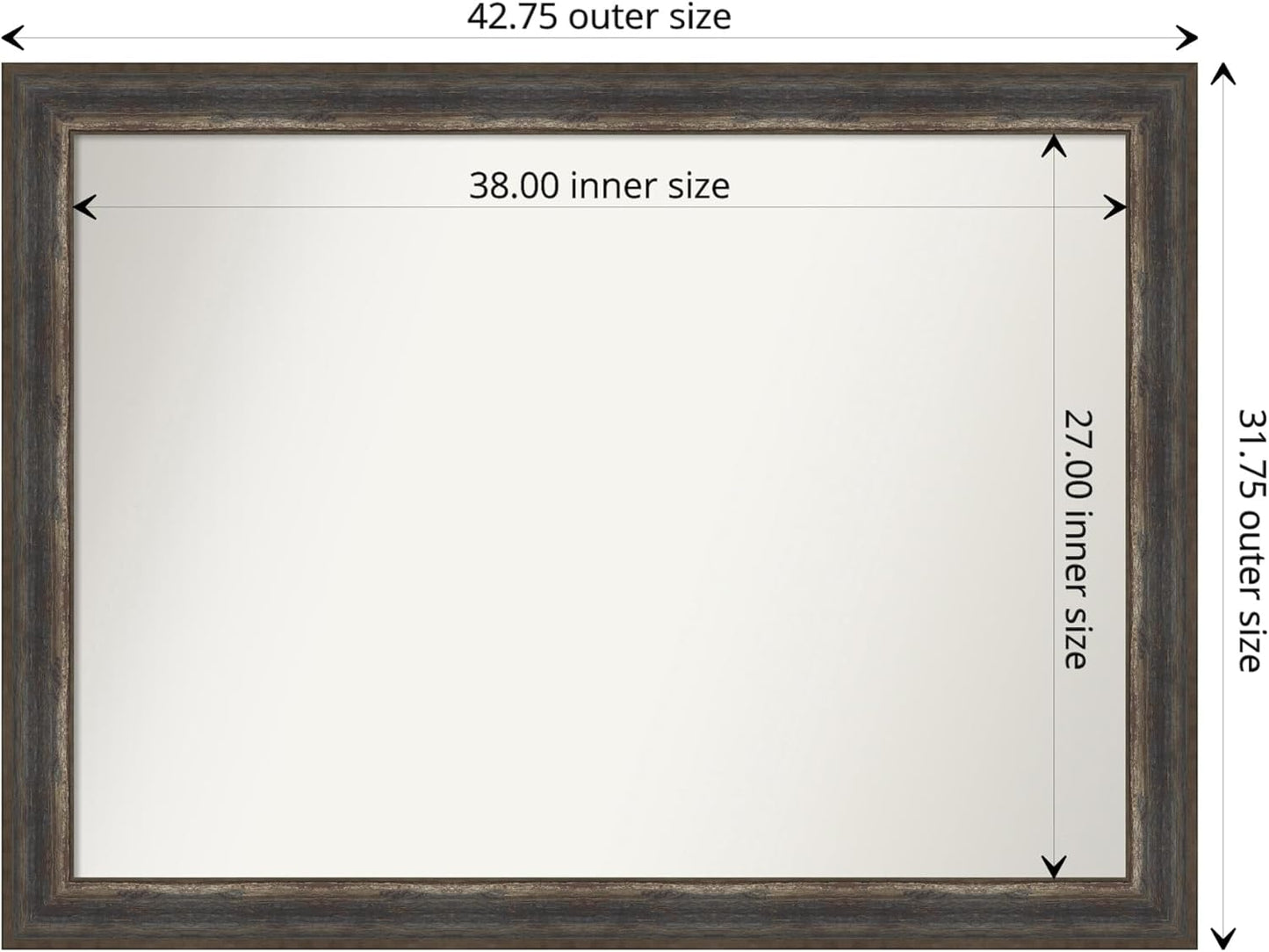 Amanti Art Brown Bathroom Mirror for Over Sink, 32x43 Alta Medium Brown Rectangle Vanity Mirror, X-Large Country Rustic Frame, Hangs Horizonally and Vertically, Bathroom Wall Decor, Non-Beveled Edge