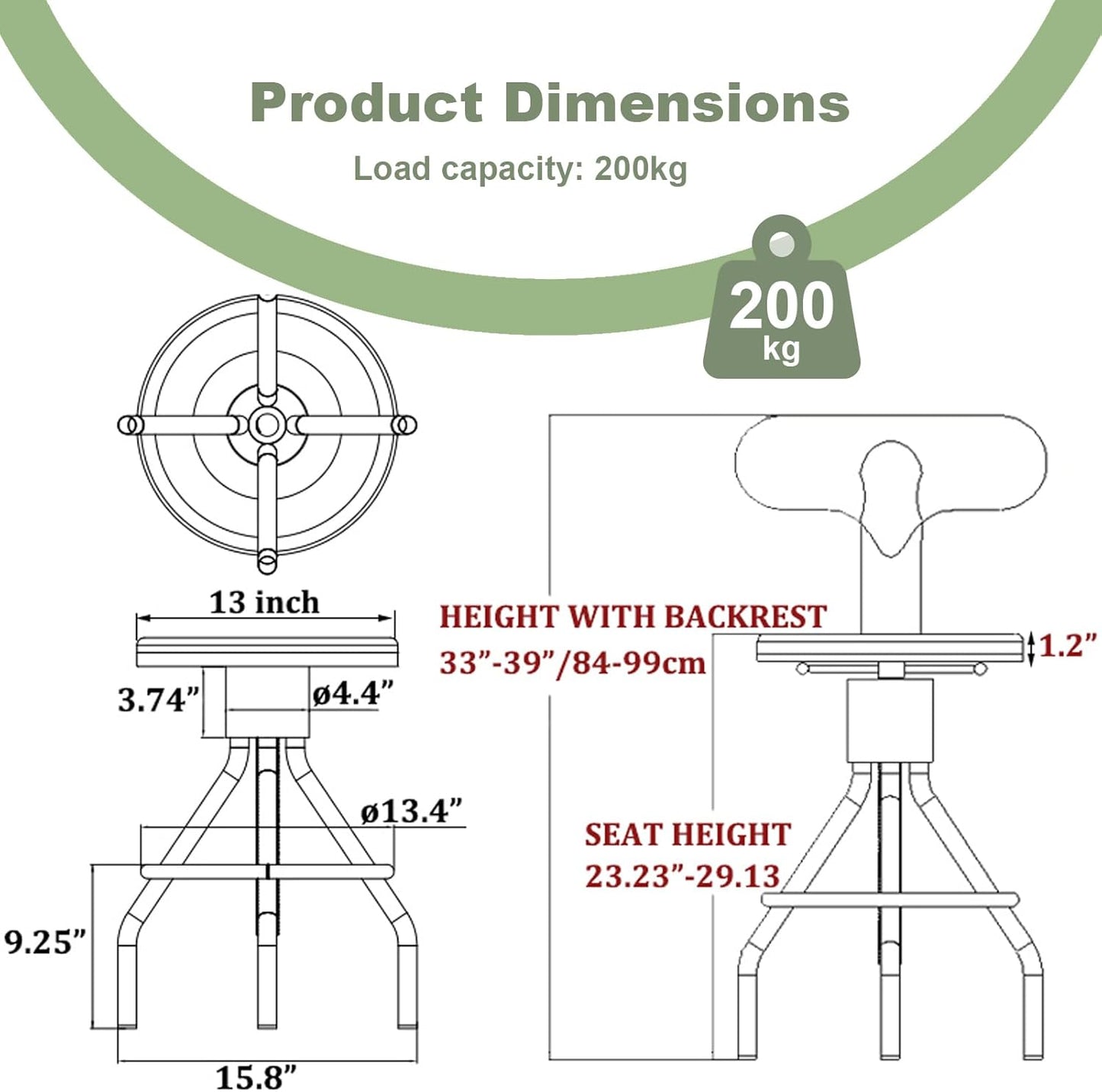 LOKKHAN Set of 2 Industrial Leather Bar Stools-Adjustable Swivel Metal Bar Stool-24-30 Tall Seat Height Counter Height to Bar Height-Kitchen Stool Dining Chair,Cafe Stools with with Backrest