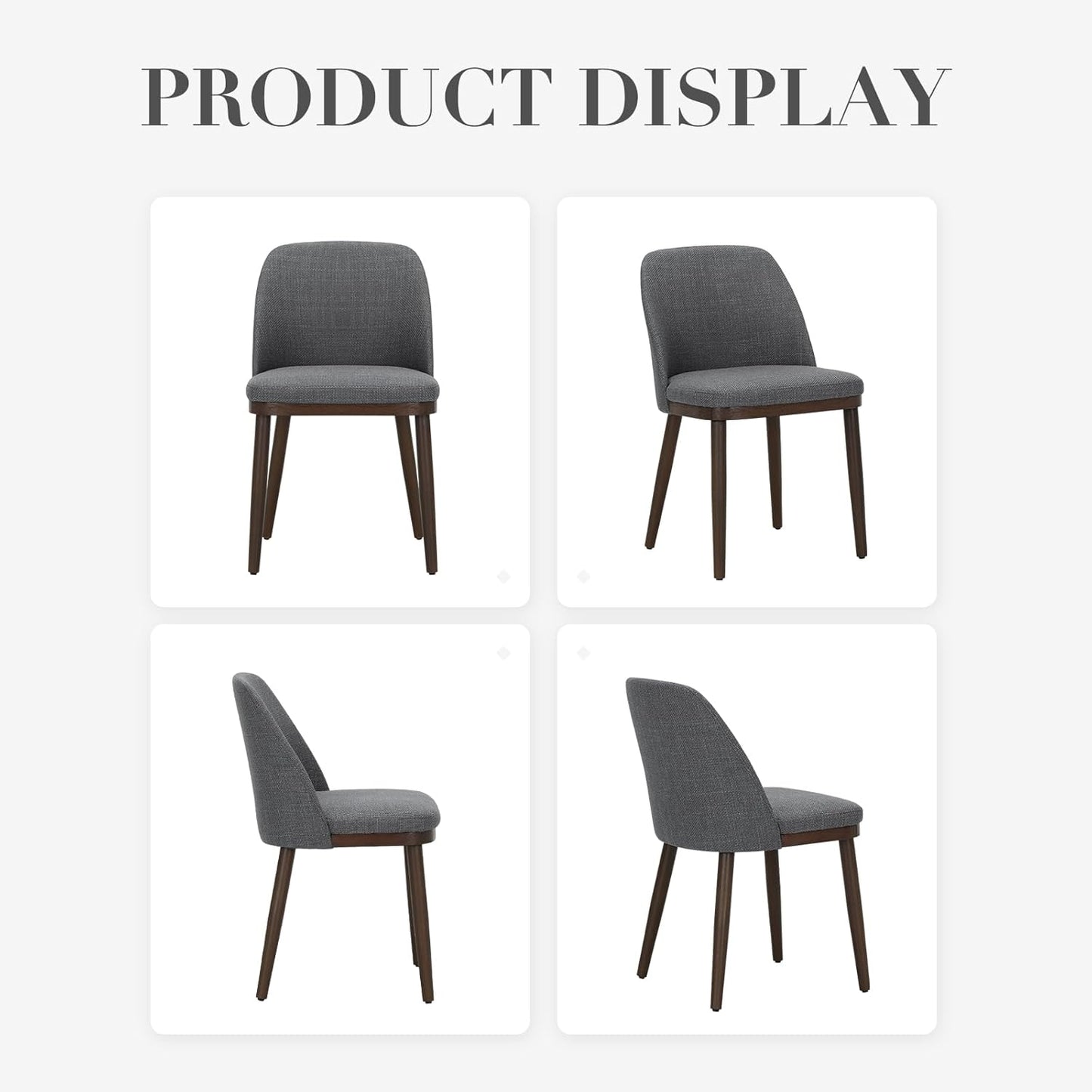 COLAMY Upholstered Dining Chairs Set of 4, Modern Kitchen Chairs with Back, Leather Side Dining Room Chairs with Wood Legs for Kitchen Dining Room Restaurant,Light Grey