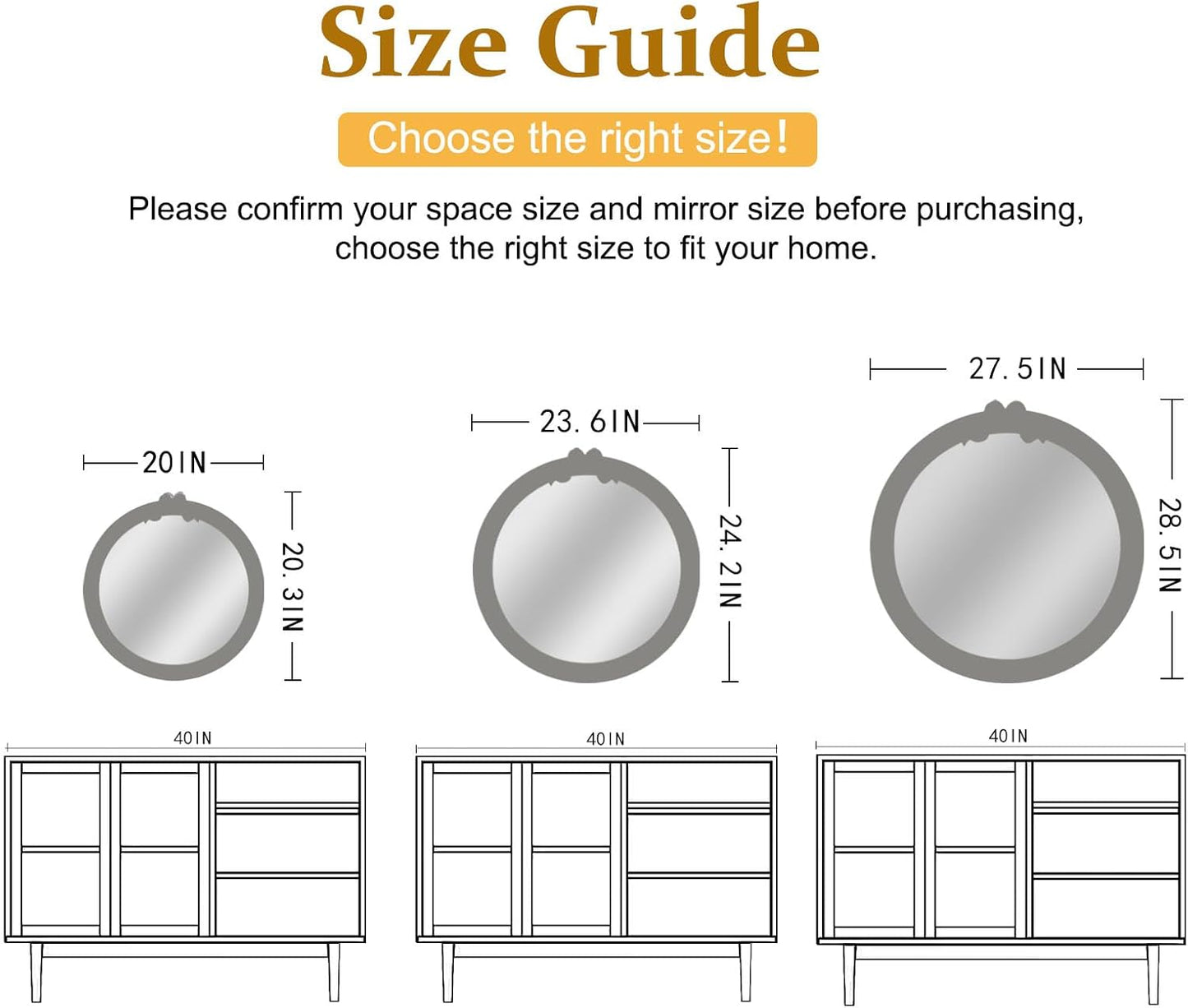 Vintage Round Wall Mirror 28inch Farmhouse Wooden Vanity Mirror for Wall Decor, Decorative Antique White Bathroom Mirrors, Traditional Art Home Decor for Dressing Table, Living Room or Bedroom