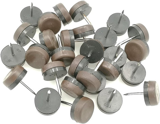 ALIMITOPIA 40pcs Furniture Glide Nail-in Thickened Nylon Chair Glide Slider Furniture Pad Floor Protector for Wooden Furniture Chair Tables Leg Feet(Φ16mm or 0.6";Brown)