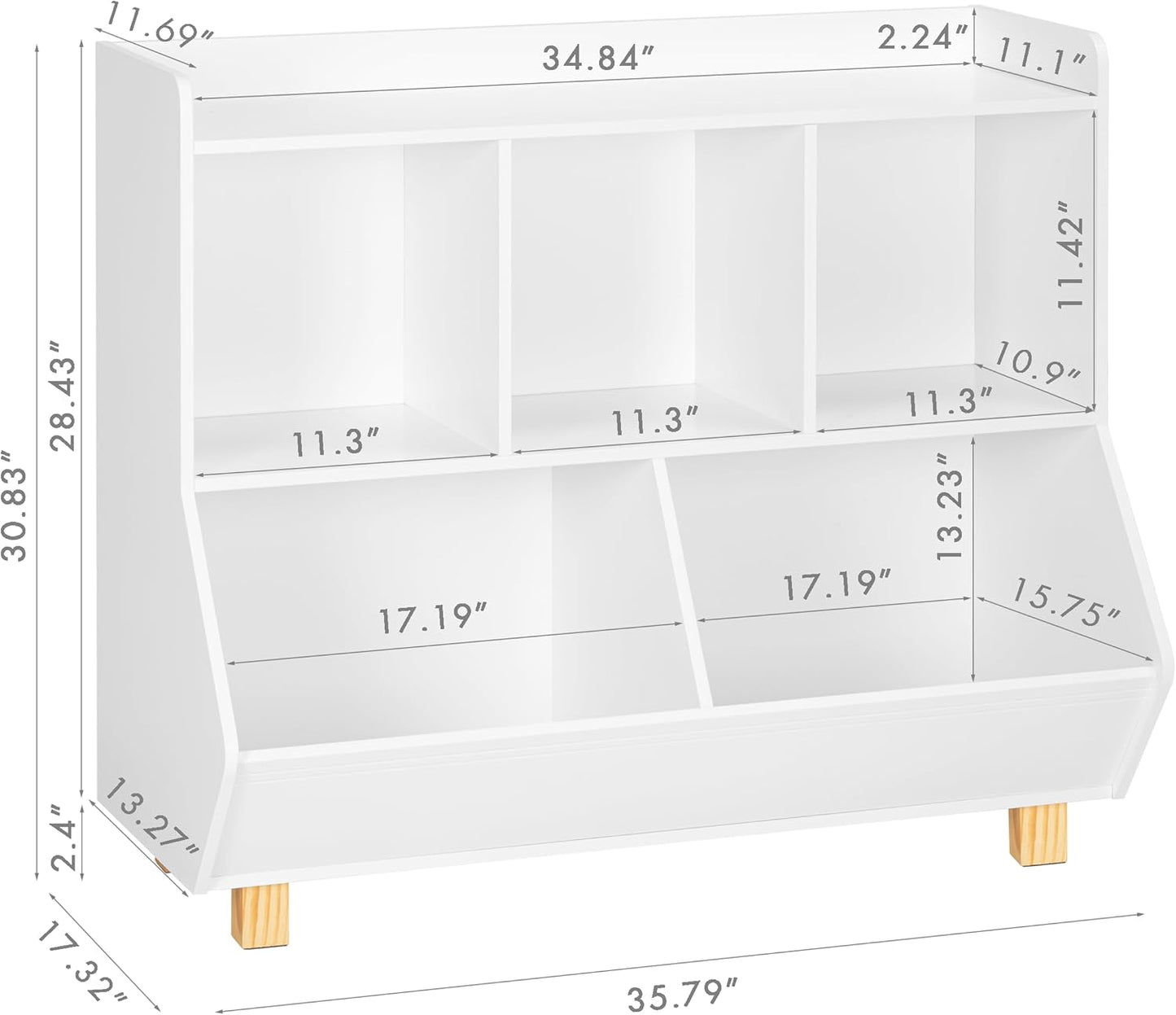 UTEX Toy Storage Organizer, Kids Bookshelf and Toy Storage with Legs, 5 Cube Storage Organizer, Children Bookcase for Kids Room, Living Room, Nursery,White