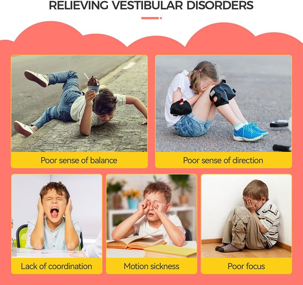 Swivel Chair for Kids, 360° Spinning Seat, Toddler Sit and Spin Wobble Chair, Sensory Balance Toys, Autism ADHD Chairs, Play Equipment Relief Motion Sickness for Boys Girls (Red)