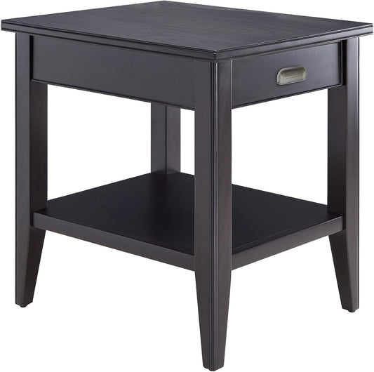Leick Home Laurent End Table, Solid Wood, 1 Drawer, Bottom Display Shelf, Easy Assembly, for Bedroom/Living Room, Black, 24.0 in L x 20.0 in. W x 24.0 in. H, 10507-BK