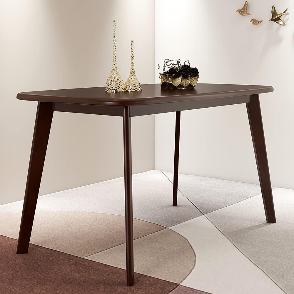 WoodShine Mid Century Modern Real Solid Wood Dining Table,Working Desk,Walnut,47inch