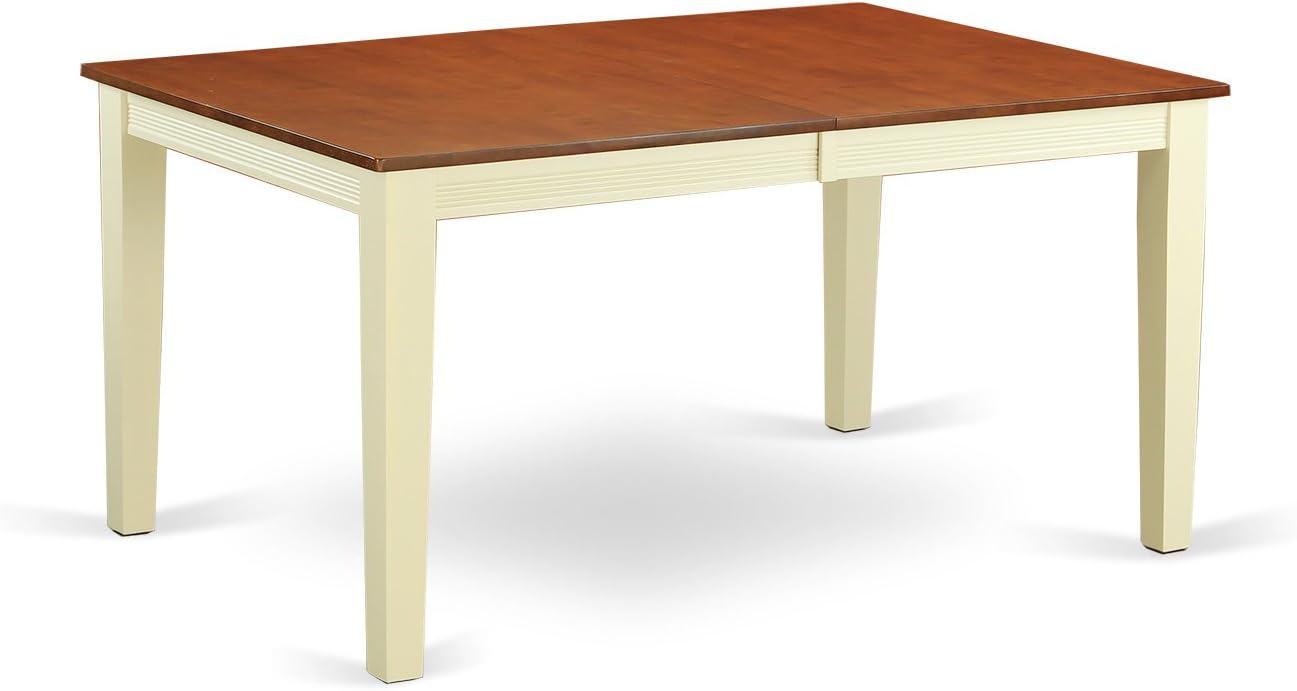 East West Furniture QUIN5-WHI-W 5 Piece Dining Room Table Set Includes a Rectangle Kitchen Table with Butterfly Leaf and 4 Dining Chairs, 40x78 Inch, Buttermilk & Cherry