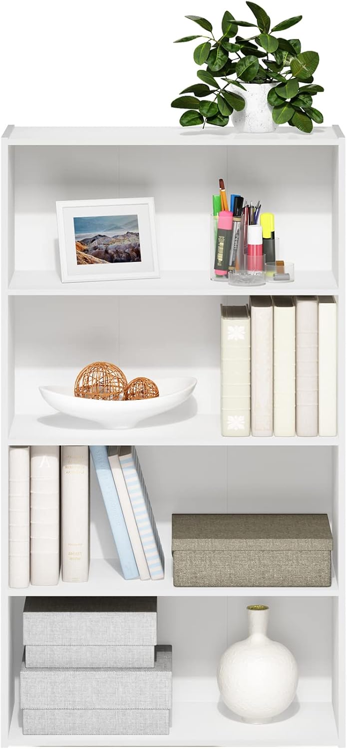 Furinno Pasir 4-Tier Bookcase/Bookshelf/Storage Shelves, White