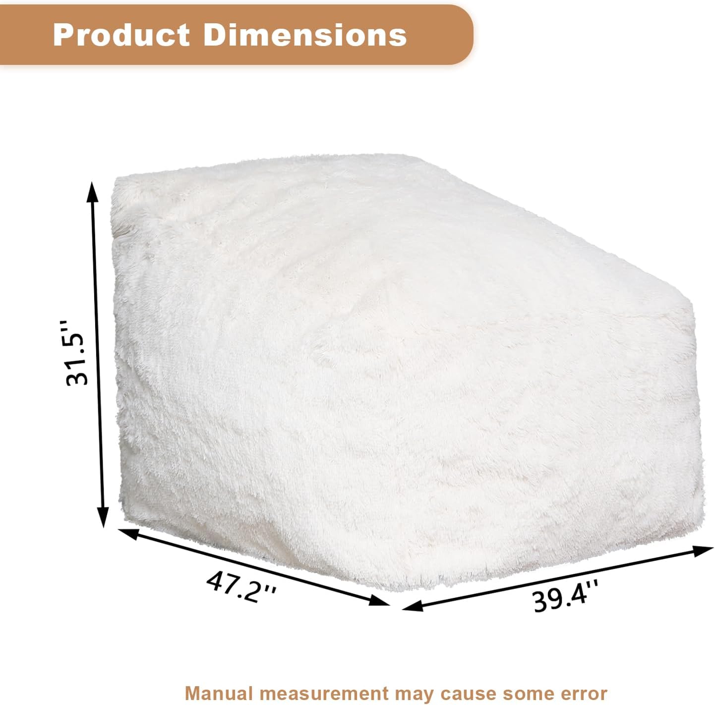 Recaceik Bean Bag Chair Large Bean Bag Chairs, with Fluffy Removable Spongefor, for Living Rooms, bedrooms, Study Rooms, and Offices(White)