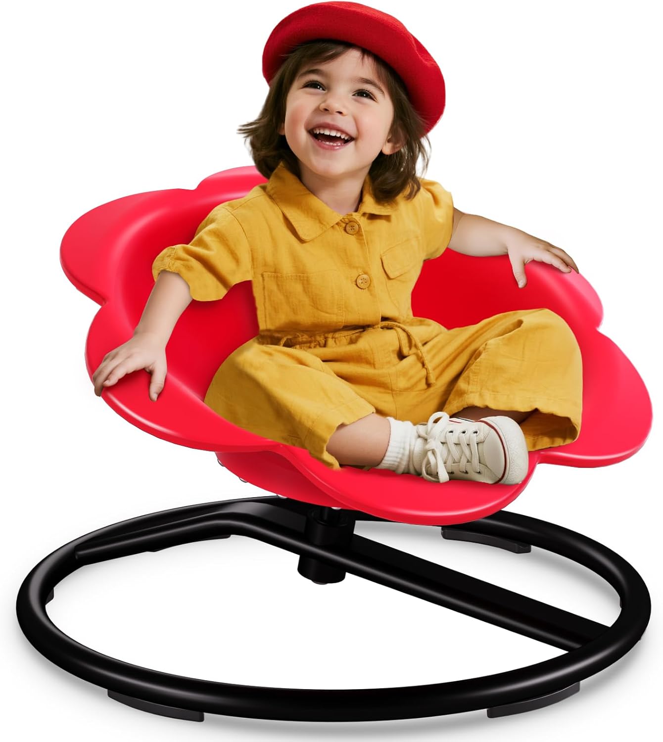 Lucky Flower Spinning Chair for Autism Kids, Sensory Swivel Chair Training Body Coordination, Sit and Spin Autism & ADHD Sensory Toys for Kids, Sensory Products Toys for Ages 3+ (Red)
