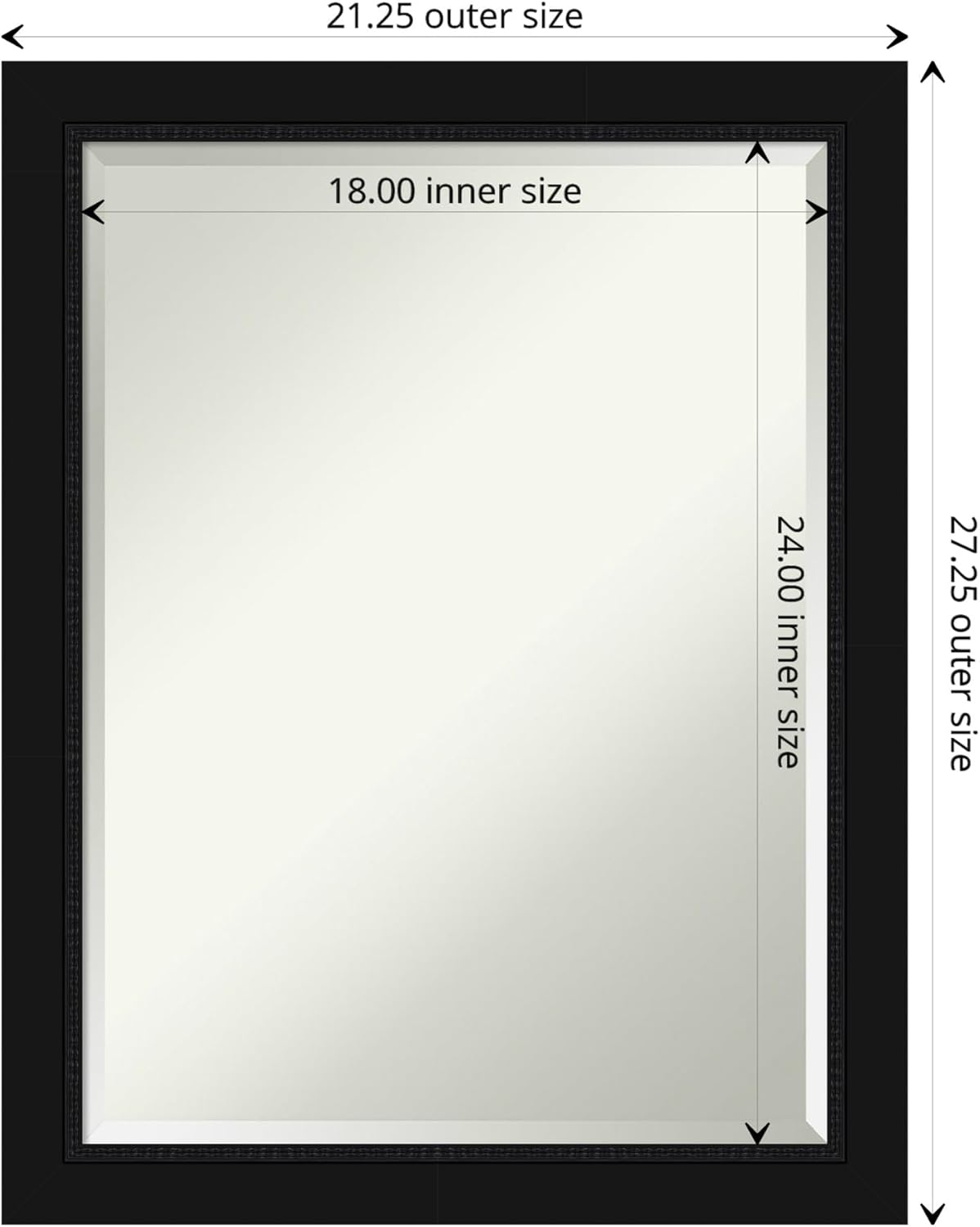 Amanti Art Black Bathroom Mirror for Over Sink, 27x21 Avon Black Rectangle Vanity Mirror, Medium Casual Frame, Hangs Horizonally and Vertically, Bathroom Wall Decor, Beveled Edge