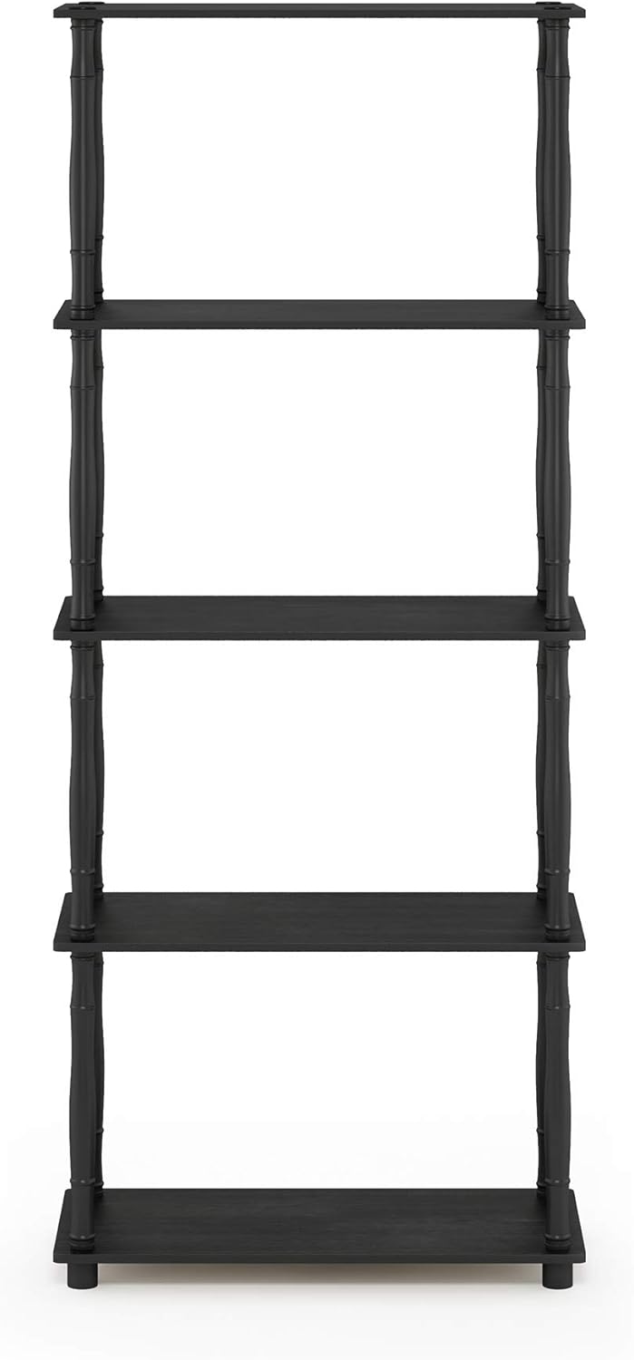 Furinno Turn-N-Tube 5-Tier Multipurpose Shelf / Display Rack / Storage Shelf / Bookshelf, Classic Tubes, Americano/Black