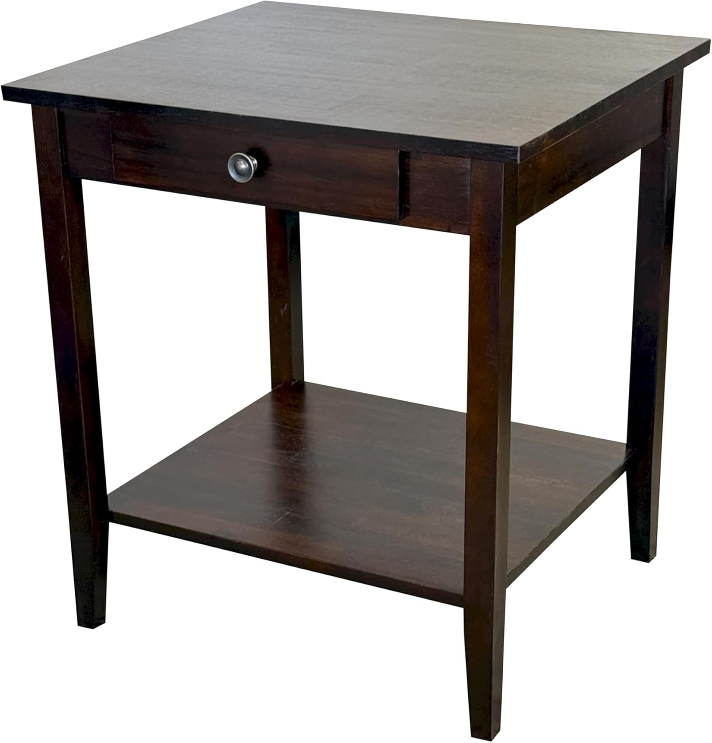 2-Tier Solid Acacia End Table w/Drawer