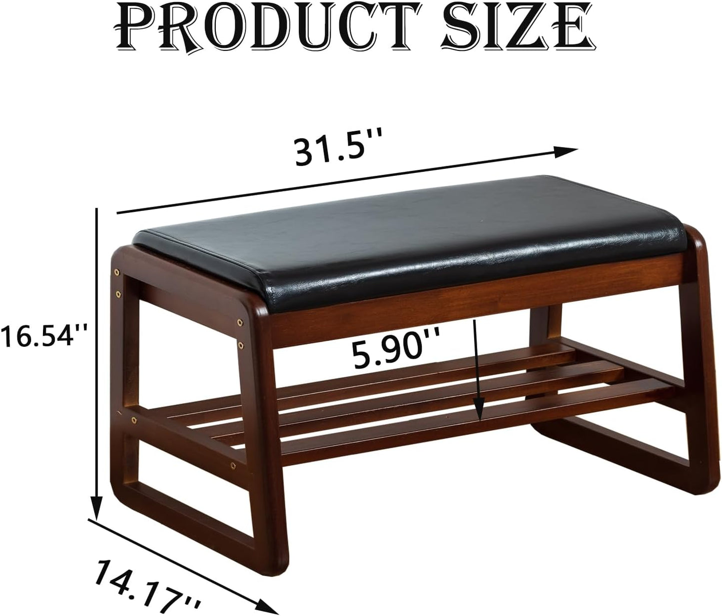 latifolia Shoe Rack Bench, Entryway Shoe Bench with Cushion, Flip-Open Storage Compartment, 2-Tier Shoe Organizer(Black,31.50''L)