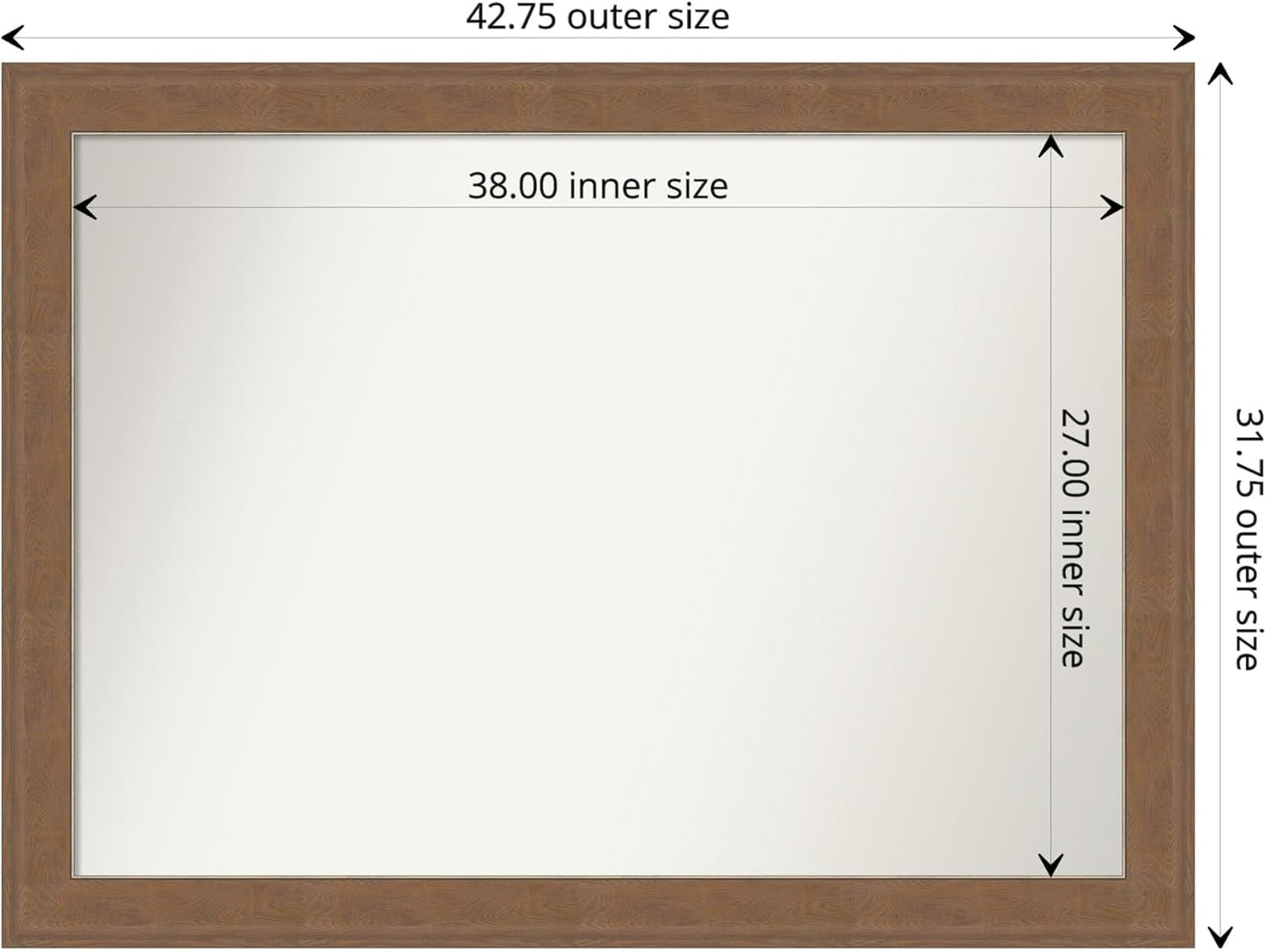 Amanti Art Brown Bathroom Mirror for Over Sink, 32x43 Alta Medium Brown Rectangle Vanity Mirror, X-Large Country Rustic Frame, Hangs Horizonally and Vertically, Bathroom Wall Decor, Non-Beveled Edge