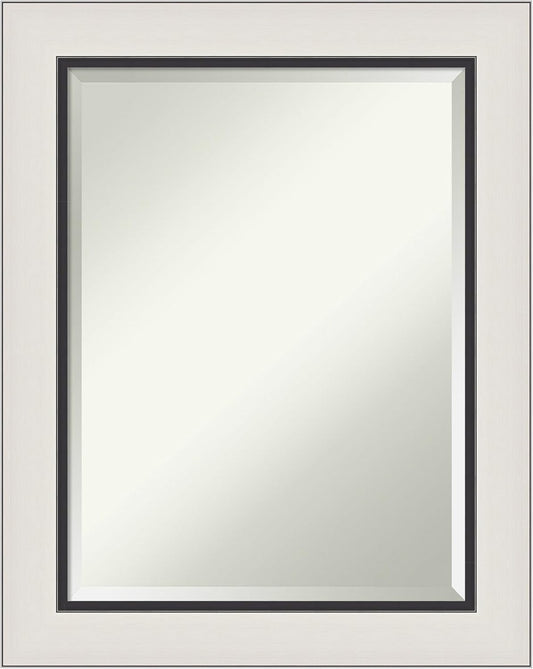 Amanti Art Silver Bathroom Mirror for Over Sink, 30x24 Ellie Silver Black Rectangle Vanity Mirror, Medium Modern Contemporary Frame, Hangs Horizonally and Vertically, Bathroom Wall Decor, Beveled Edge