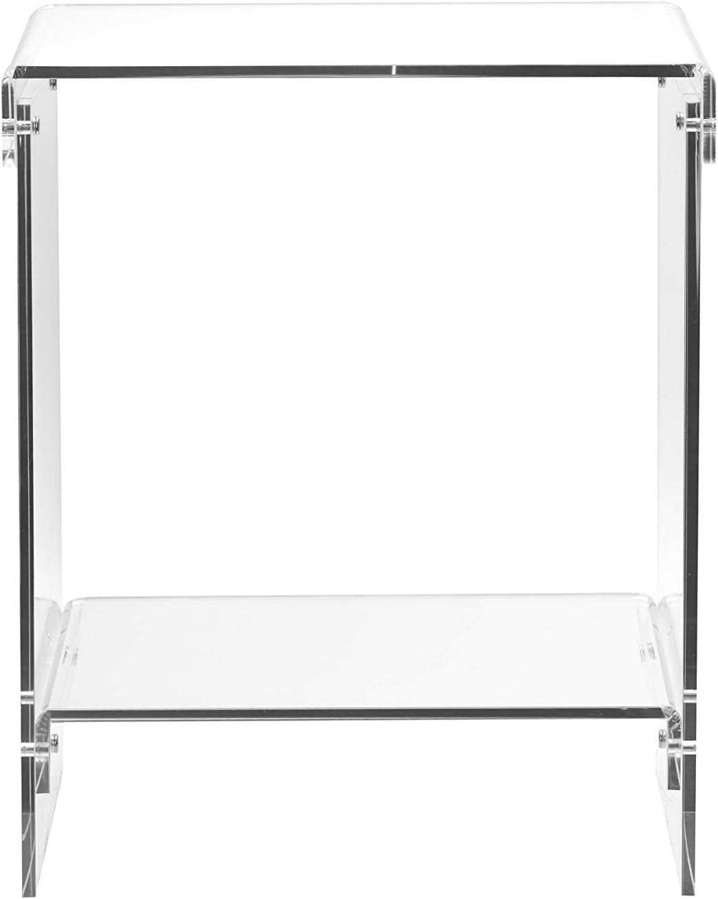 Clear Acrylic End Table，2-Tier，Nightstand for Living Room and Bedroom,Easy Assembly,18x12 inch，22 inch high