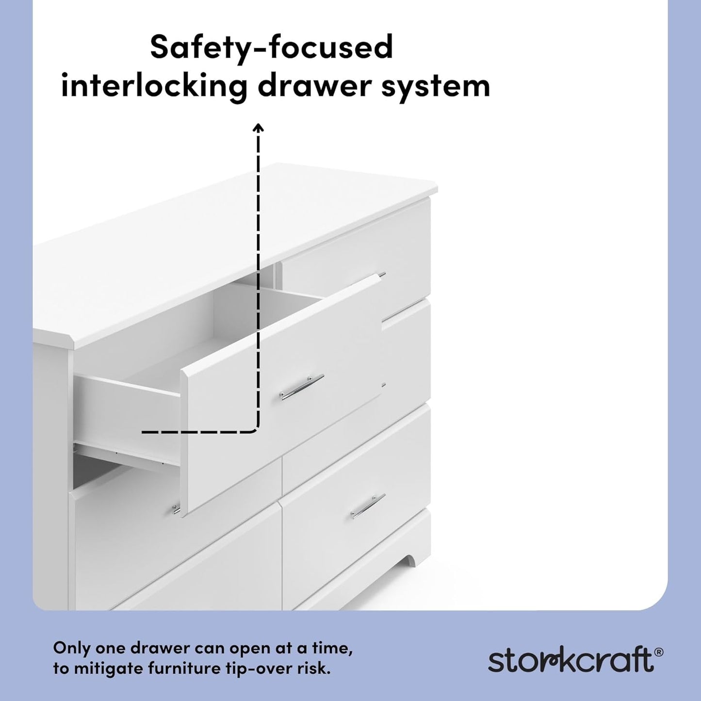 Storkcraft Brookside 6 Drawer Double Dresser (White) – GREENGUARD Gold Certified, Dresser For Nursery, Kids, Chest Of Drawers