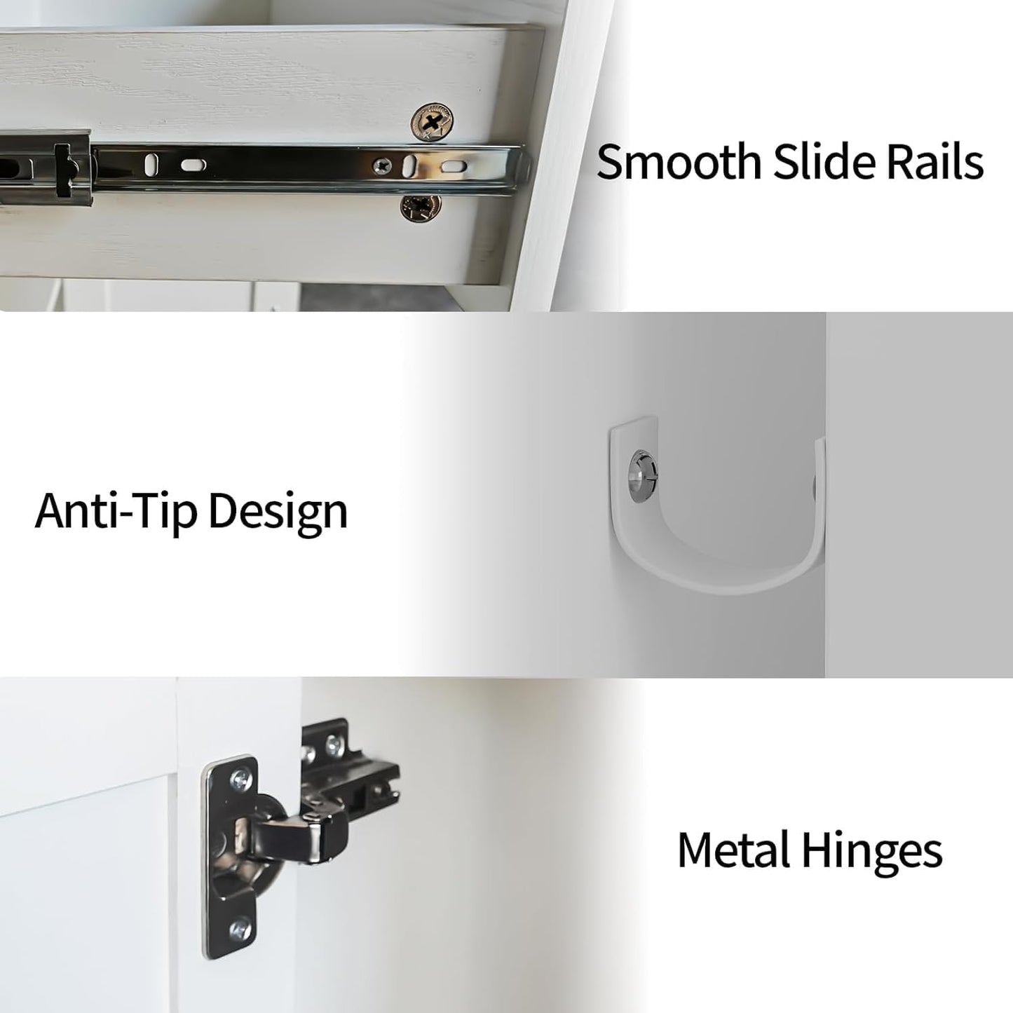 Farmhouse Large Buffet Sideboard Storage Cabinet 42 Inch with Adjustable Shelf, Drawers, and Sliding Barn Doors, Wooden Coffee Bar Kitchen Table for Entryway, Dining Room, and Living Room