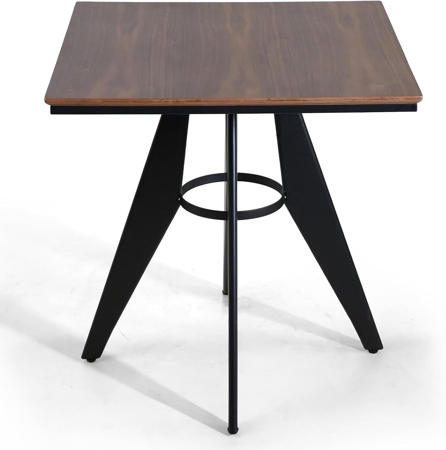 Square Cafe Table - 23.62" Oak Wood Top, Metal Frame, 28.15" High, Modern Industrial Dining Table for Kitchen, Home Office, Bistro, Compact for Space Saving