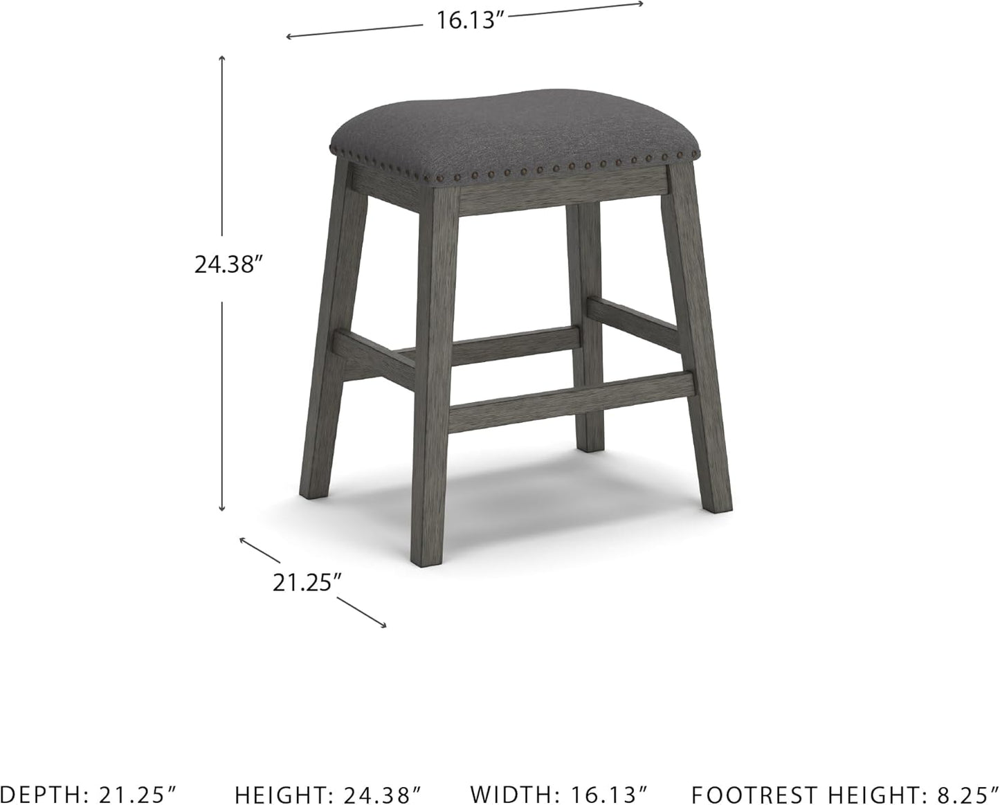 Signature Design by Ashley Caitbrook Rustic 24.4" Counter Height Upholstered Barstool, 2 Count, Gray