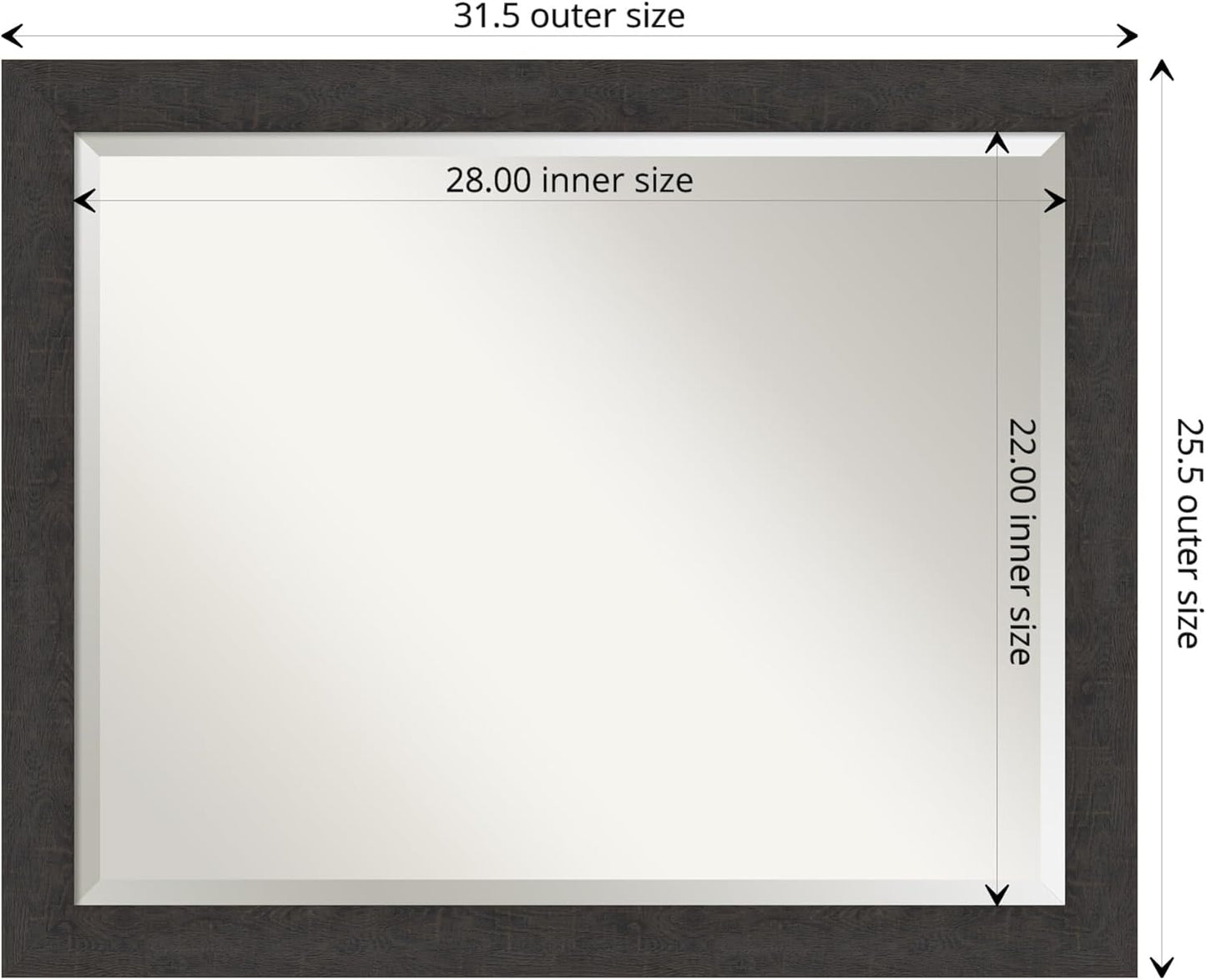 Amanti Art Brown Wall Mirror 26x32 Rustic Plank Espresso Narrow Rectangle Bathroom Mirror for Wall Decor Living Room, Large Rustic Farmhouse Frame, Hangs Horizonally and Vertically, Bathroom Decor