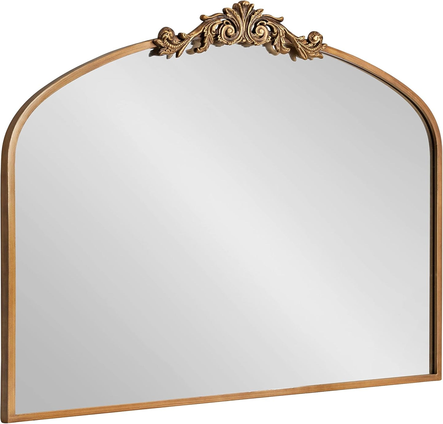 Kate and Laurel Arendahl Ornate Traditional Arch Mirror; 36 x 29; Gold; Decorative Baroque Style Arched Vintage Gold Mirror with Wide Frame and Ornamental Crown