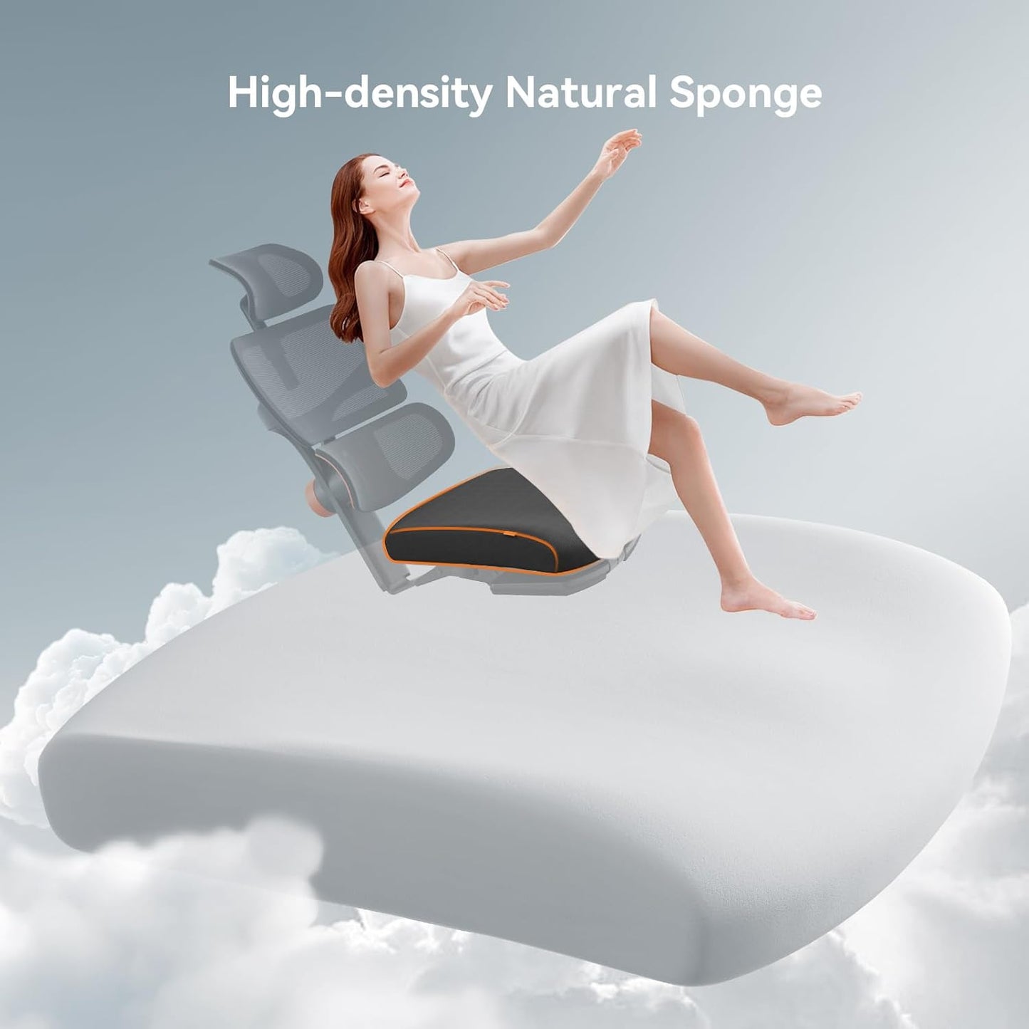 Newtral Office Chair Ergonomic - Home Office Desk Chair, Auto-Following Lumbar Support, 4D Armrest, Seat Depth and Height Adjustable for Long Time Sitting (with Footrest, Black)