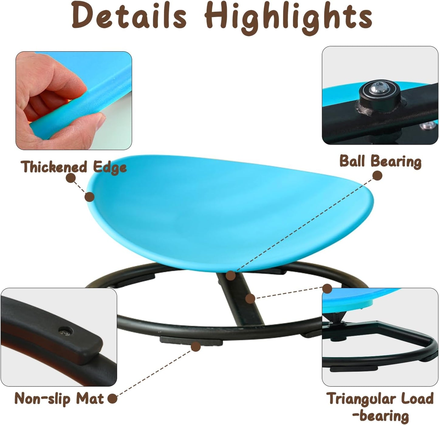 Kids Sensory Spinning Chair for Autism Ages 3+, Sit and Spin Swivel Chair for Kids with ADHD, Sensory Chairs for Autistic Children, Sensory Toys for Motion Sickness Relief, Balance Training (Blue)