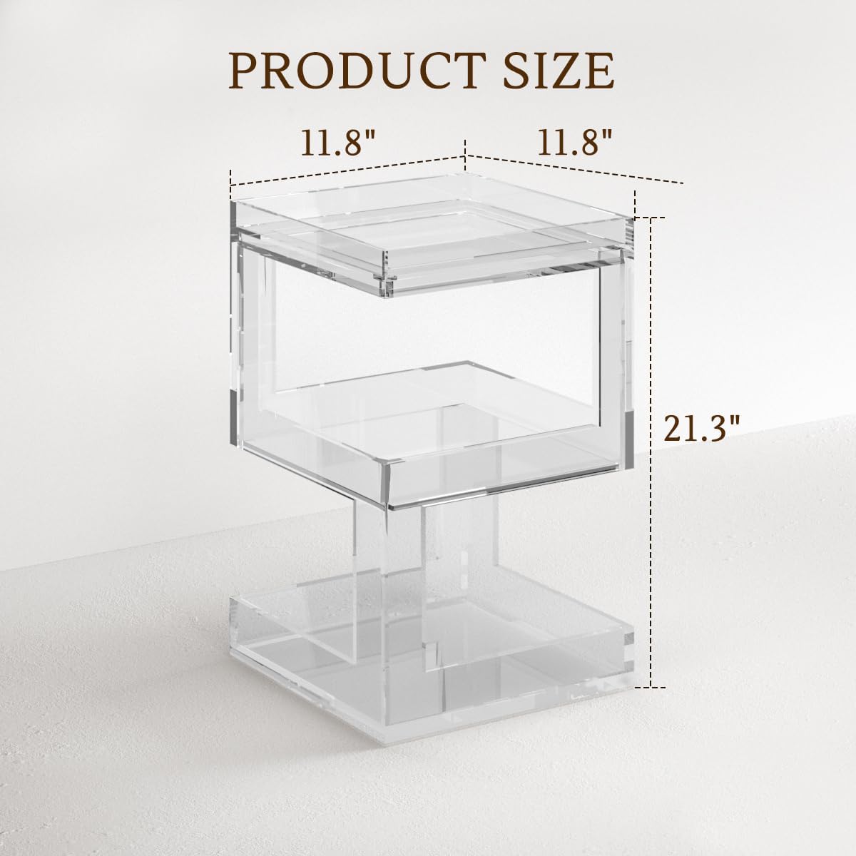 Acrylic Side Table Modern Side Table Clear Nightstand Assembly Required Storage Table for Living Room Bedroom