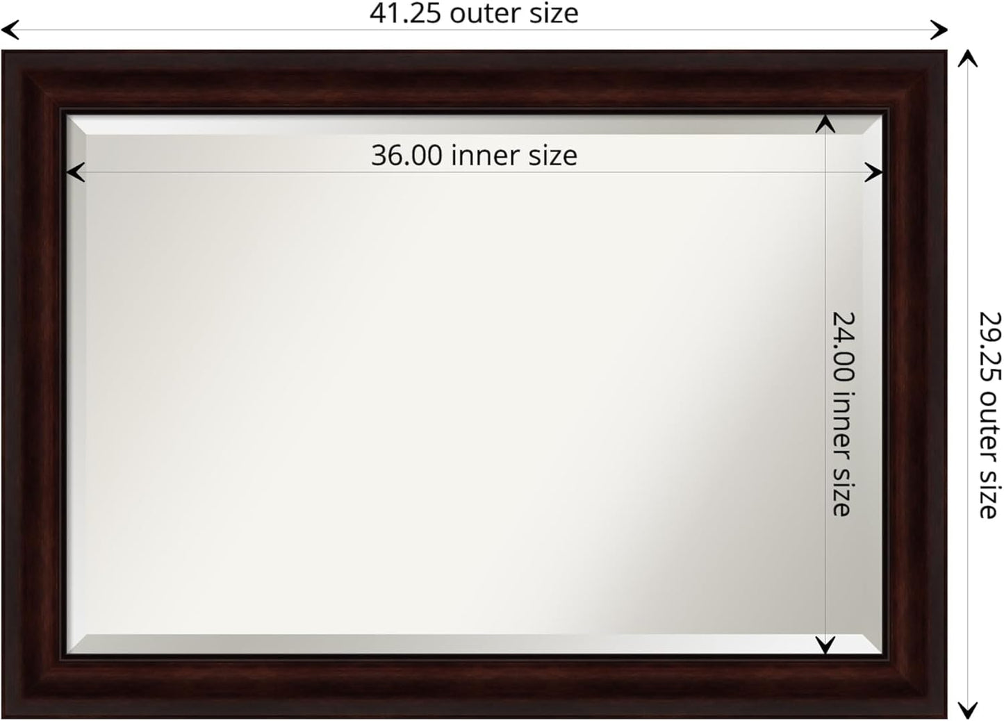 Amanti Art Brown Wall Mirror 29x41 Coffee Bean Brown Rectangle Bathroom Mirror for Wall Decor Living Room, Large Casual Frame, Hangs Horizonally and Vertically, Bathroom Decor, Beveled Edge from WI