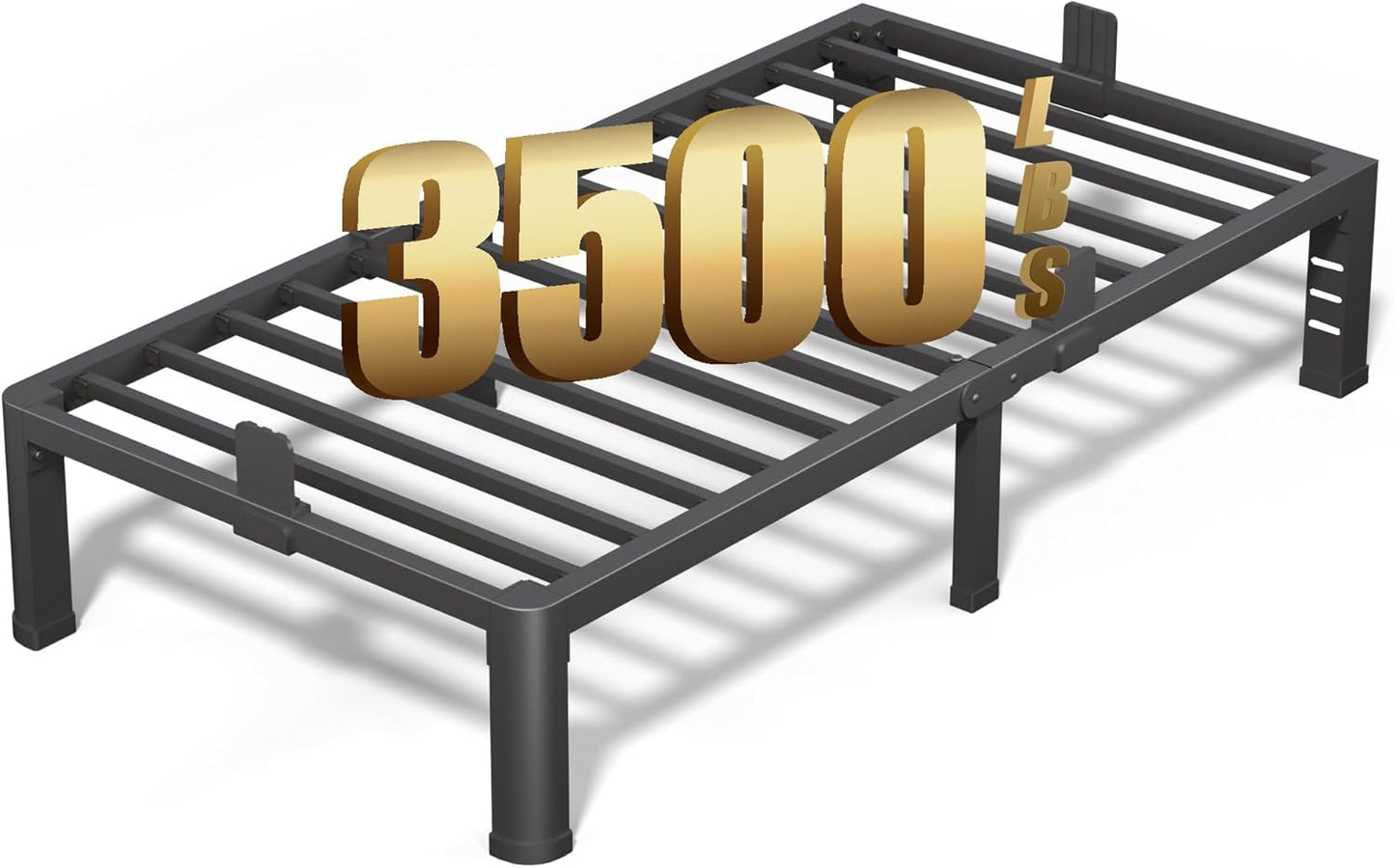 FUIOBYVV 12 Inch Twin Bed Frame with Rounded Corner and Headboard Hole Mattress Retainers 3500 LBS Metal Heavy Duty Steel Slats Support No Box Spring Needed Platform Noise Free Easy Assembly