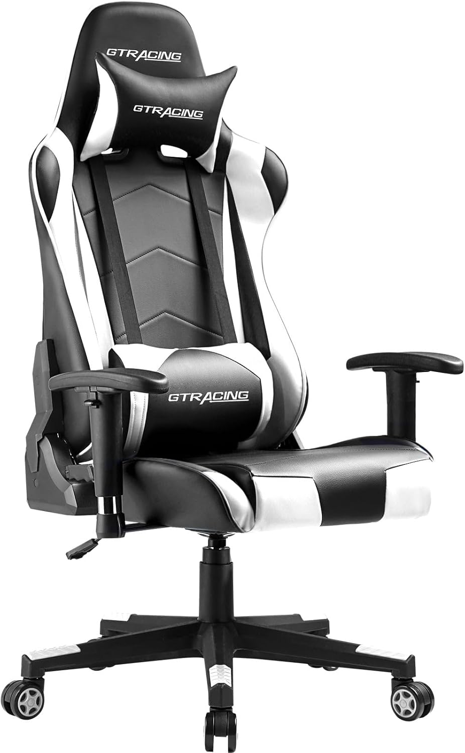 GTRACING Gaming Chair Racing Office Computer Ergonomic Video Game Chair Backrest and Seat Height Adjustable Swivel Recliner with Headrest and Lumbar Pillow Esports Chair (White)